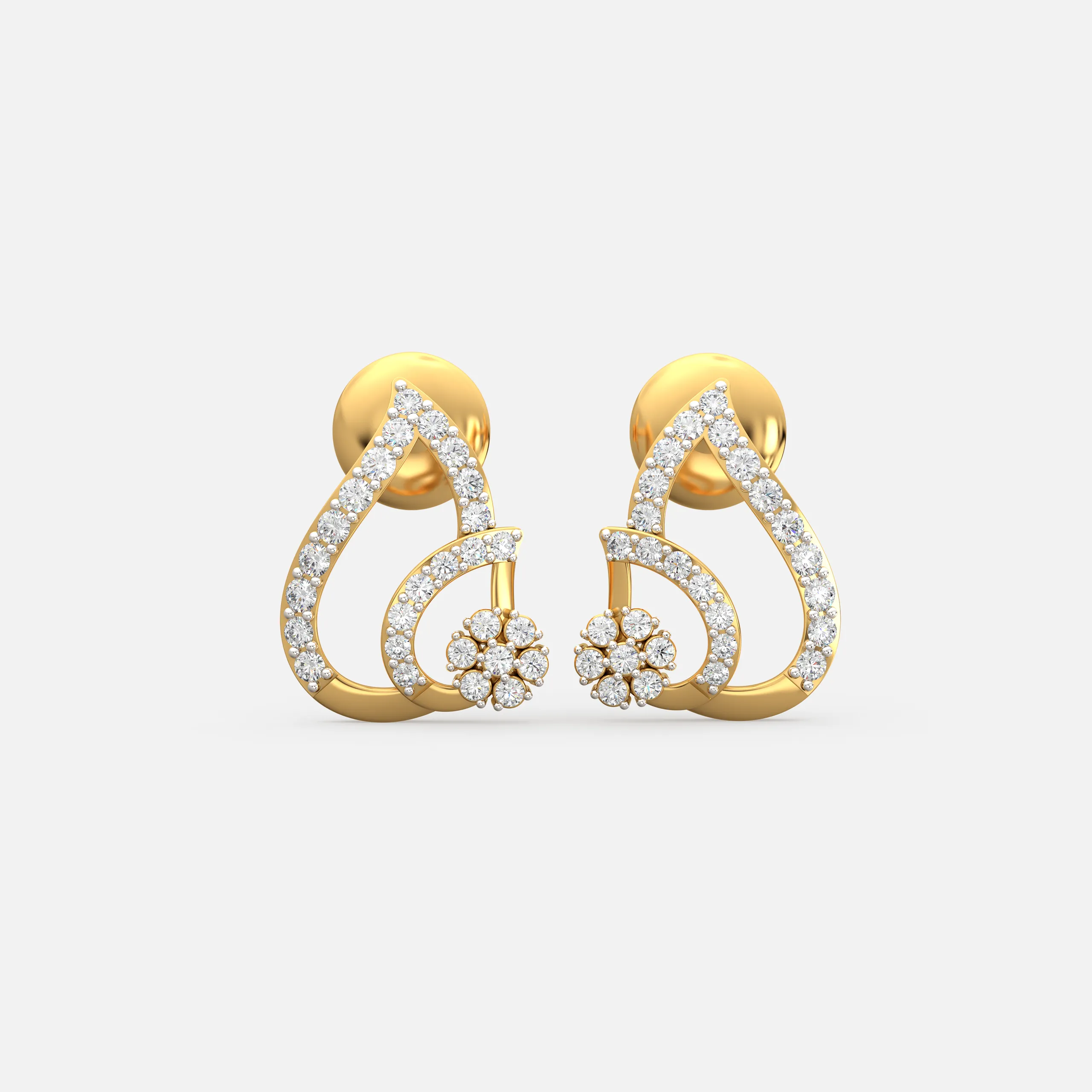Diamond Bloom Loop Earrings