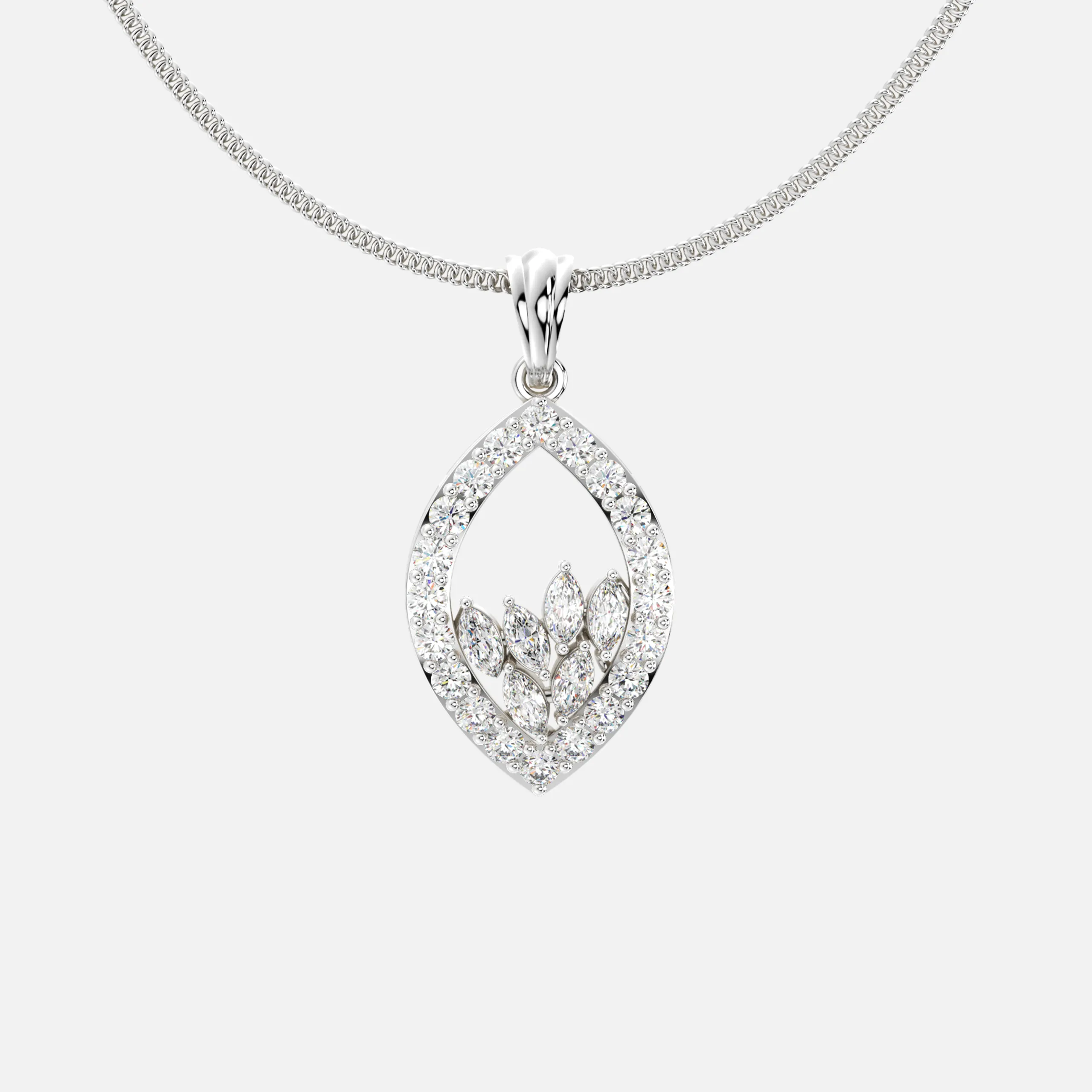 Twinkling Leaf Diamond Pendant