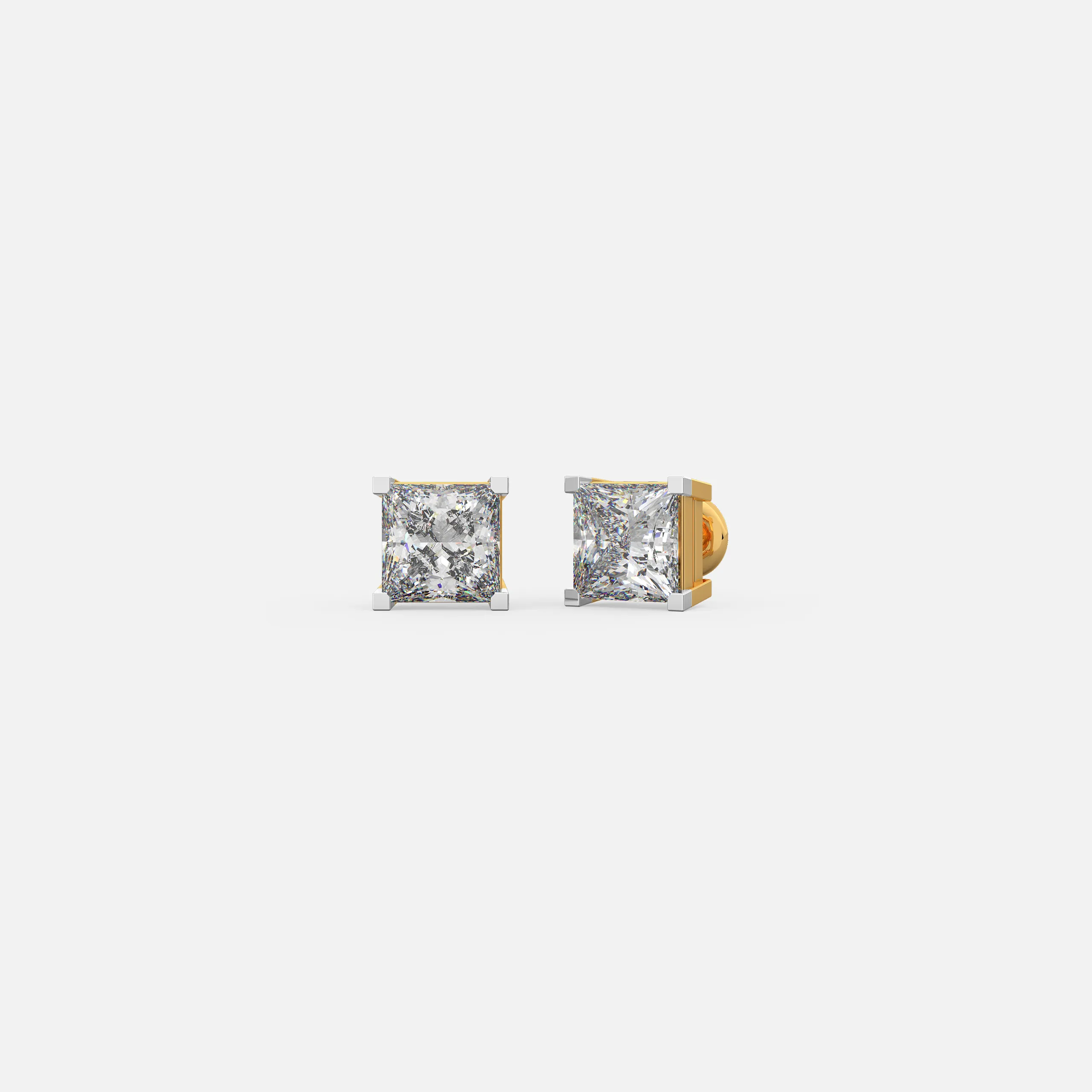 Princess-Cut Diamond Stud Earrings