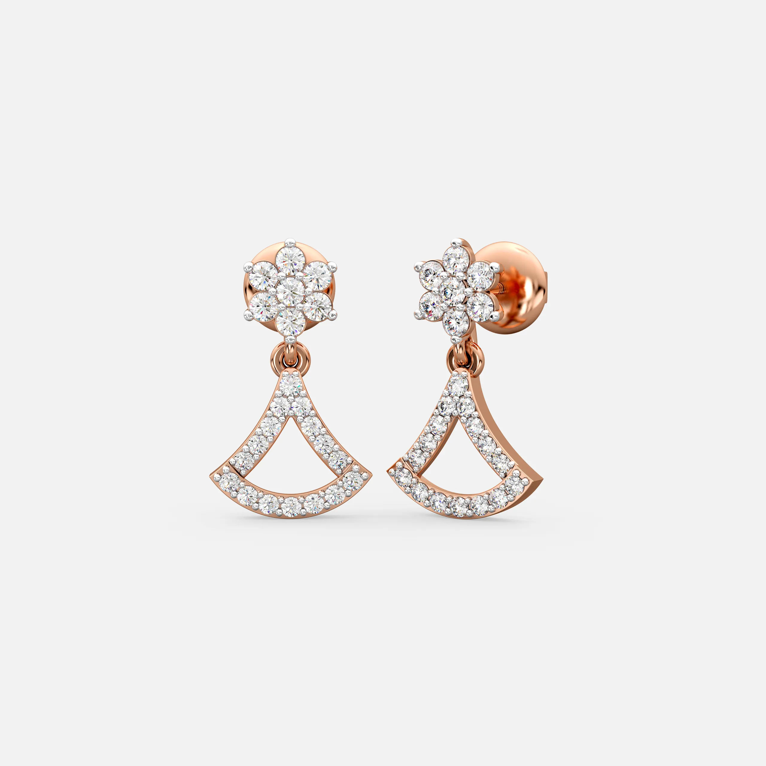 Floral Fan Diamond Earrings