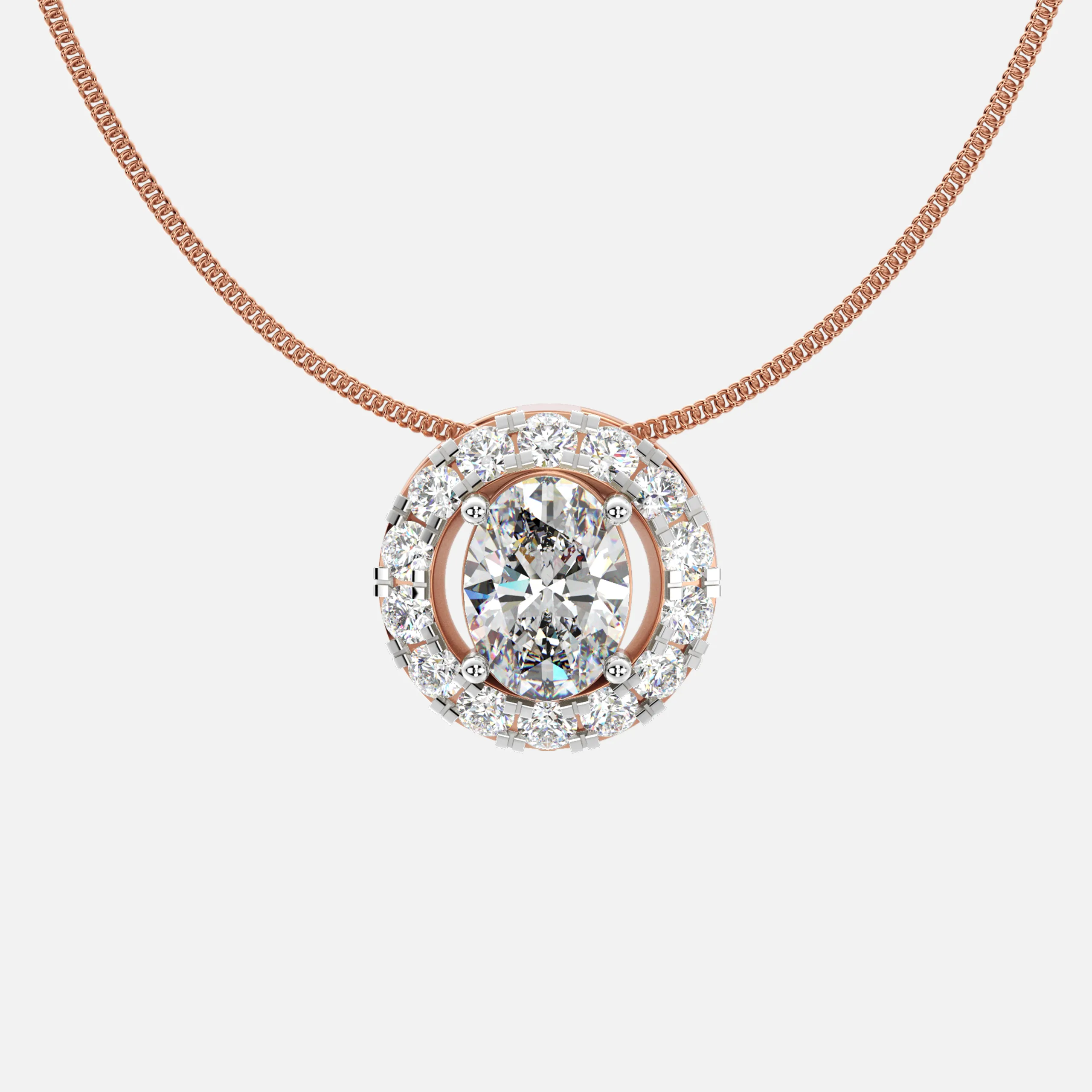 Oval Halo Diamond Pendant