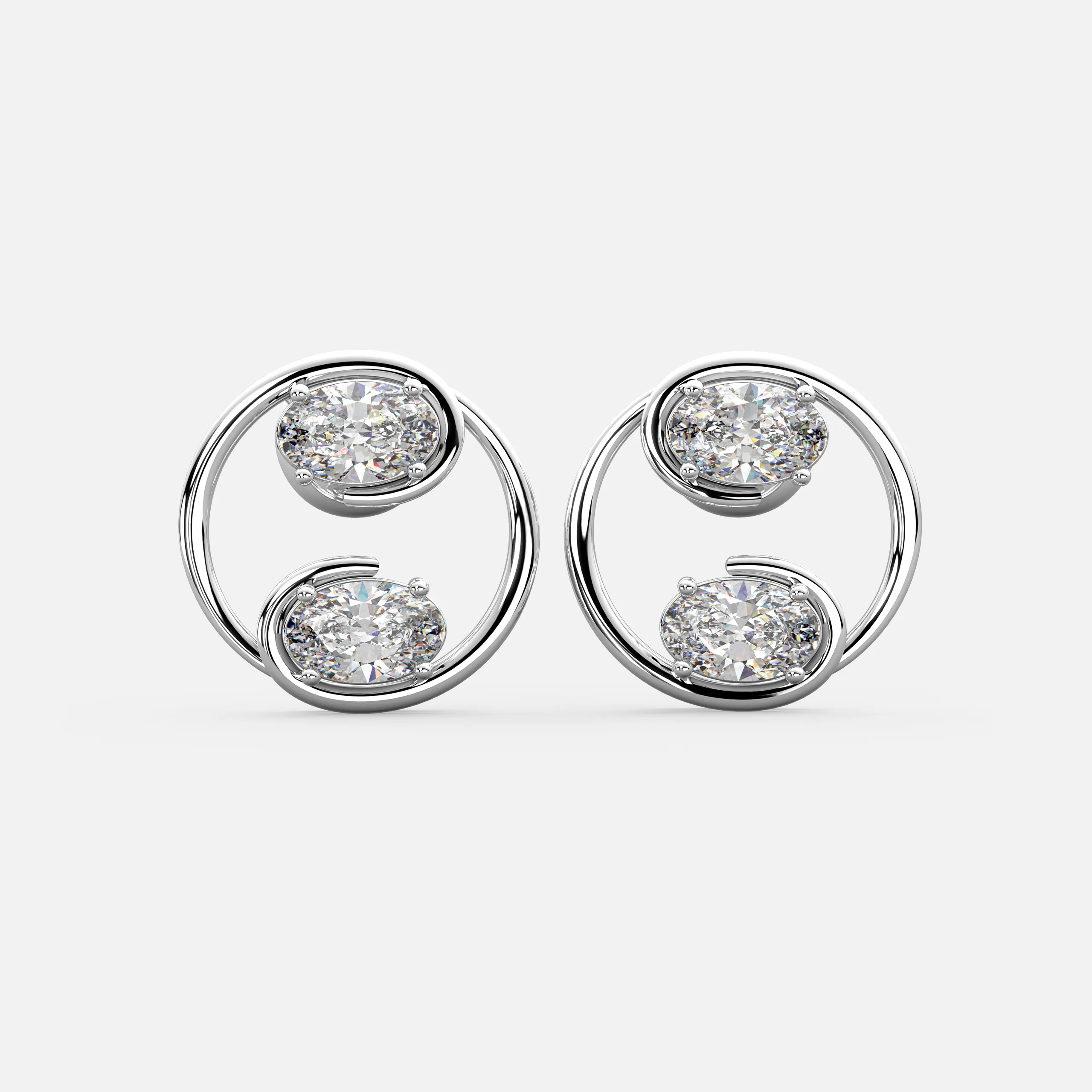 Oval Swirl Diamond Studs