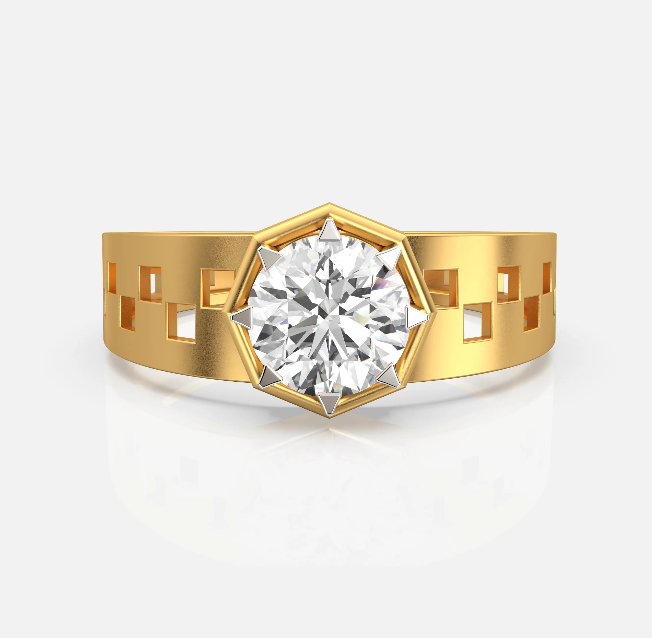 Hexa-Star Pixelated Men's Ring