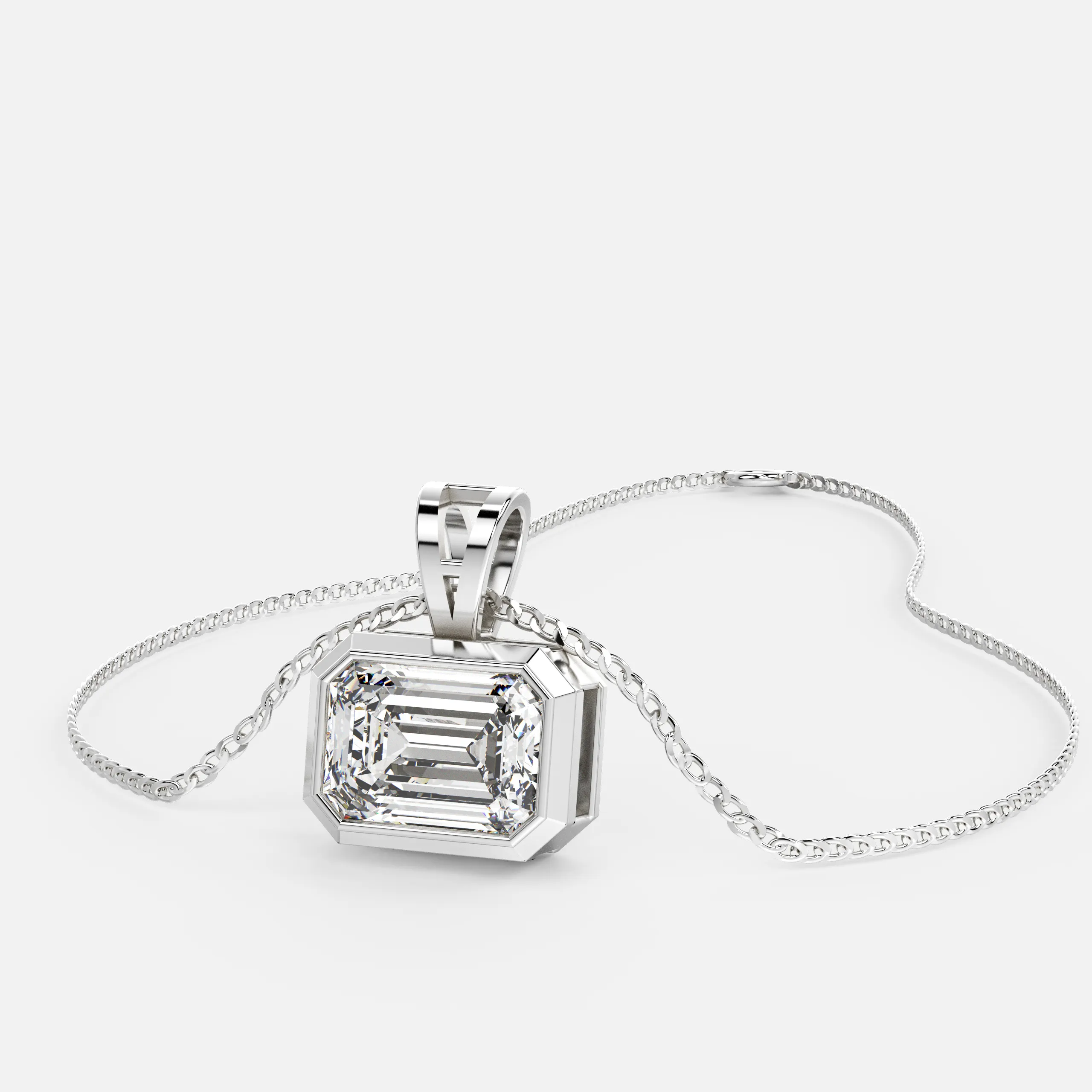 Regal Emerald Cut Diamond Pendant