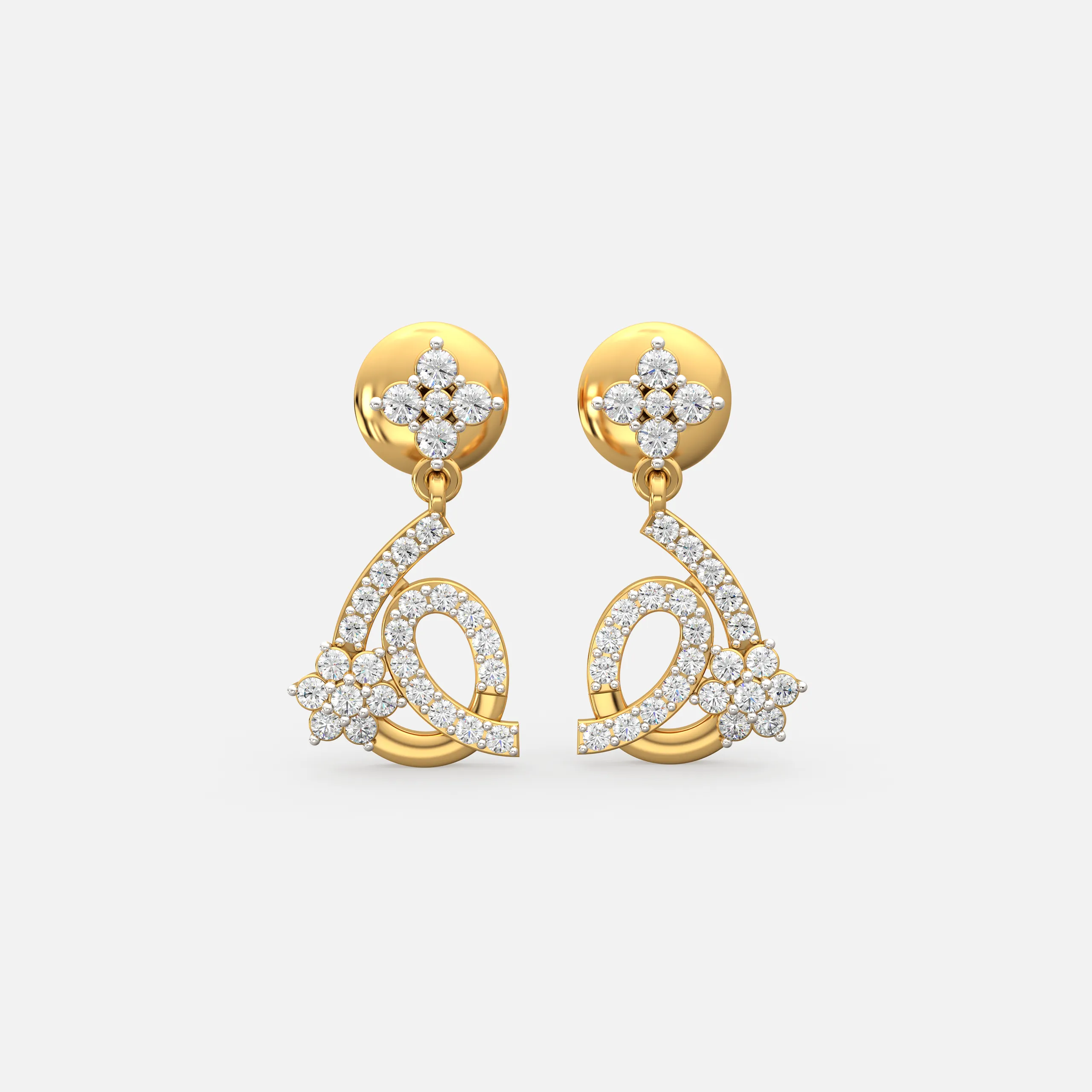 Floral Ribbon Diamond Earrings