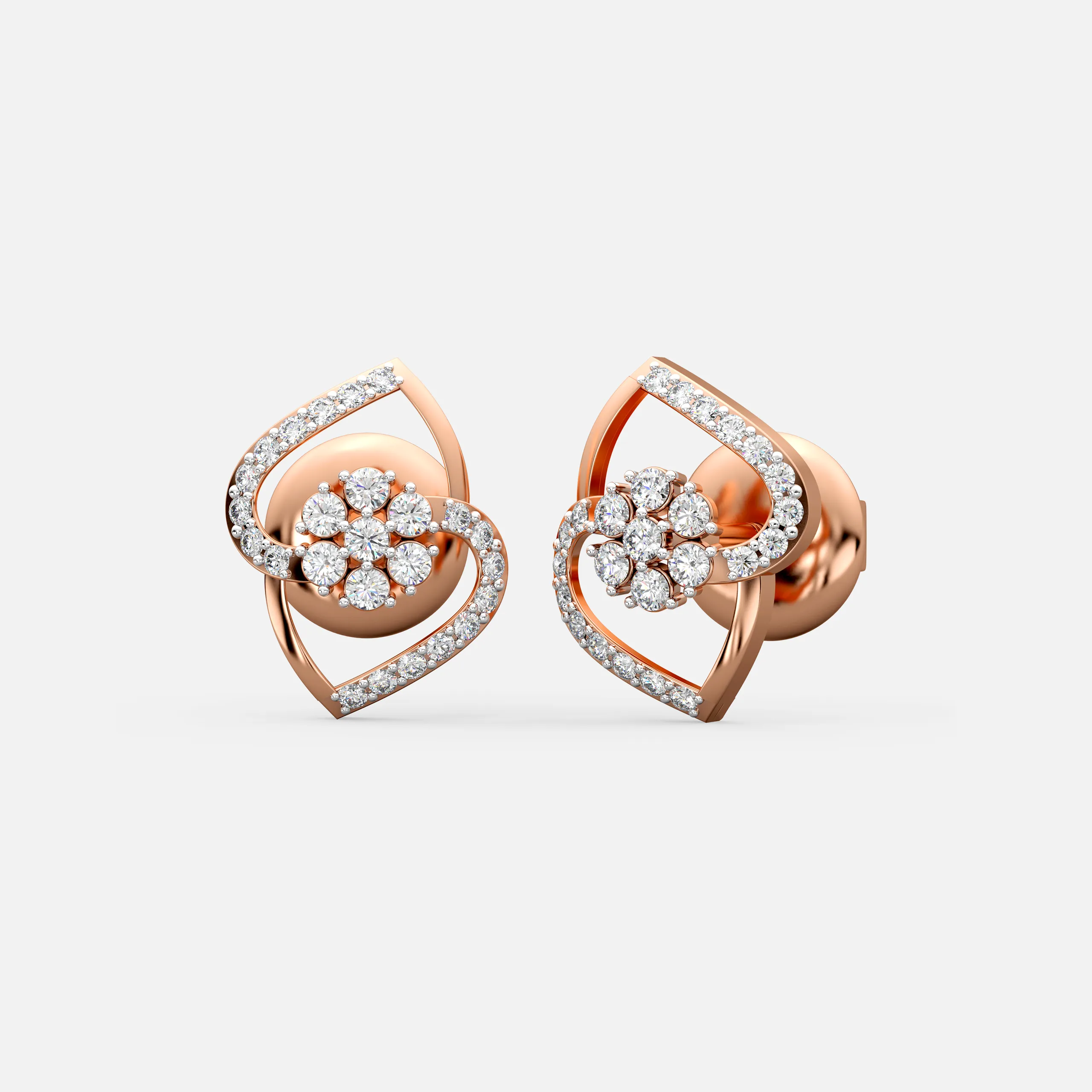 Diamond Swirl Bloom Studs