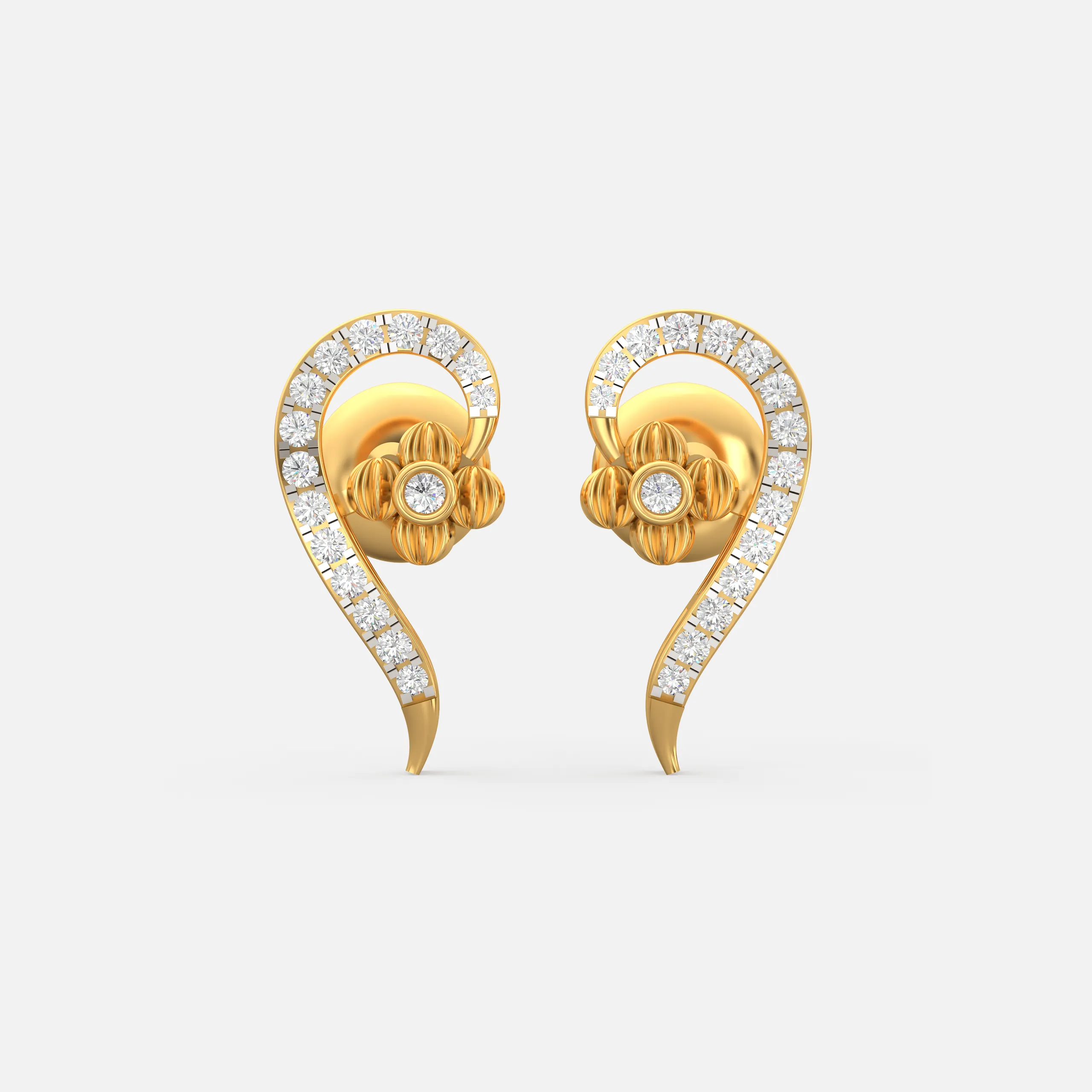 Floral Curve Diamond Earrings