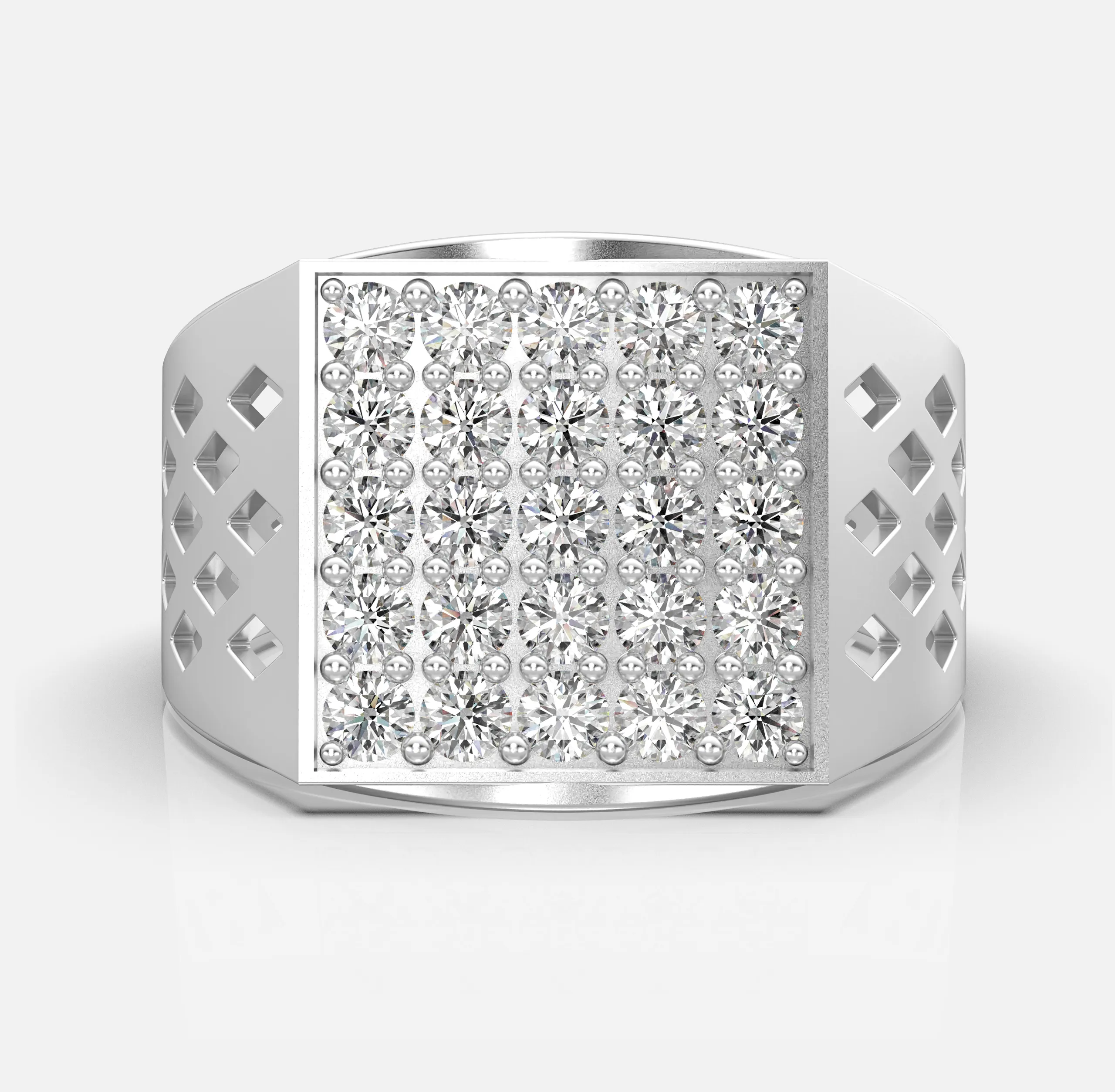 Glinting Grid Men's Ring