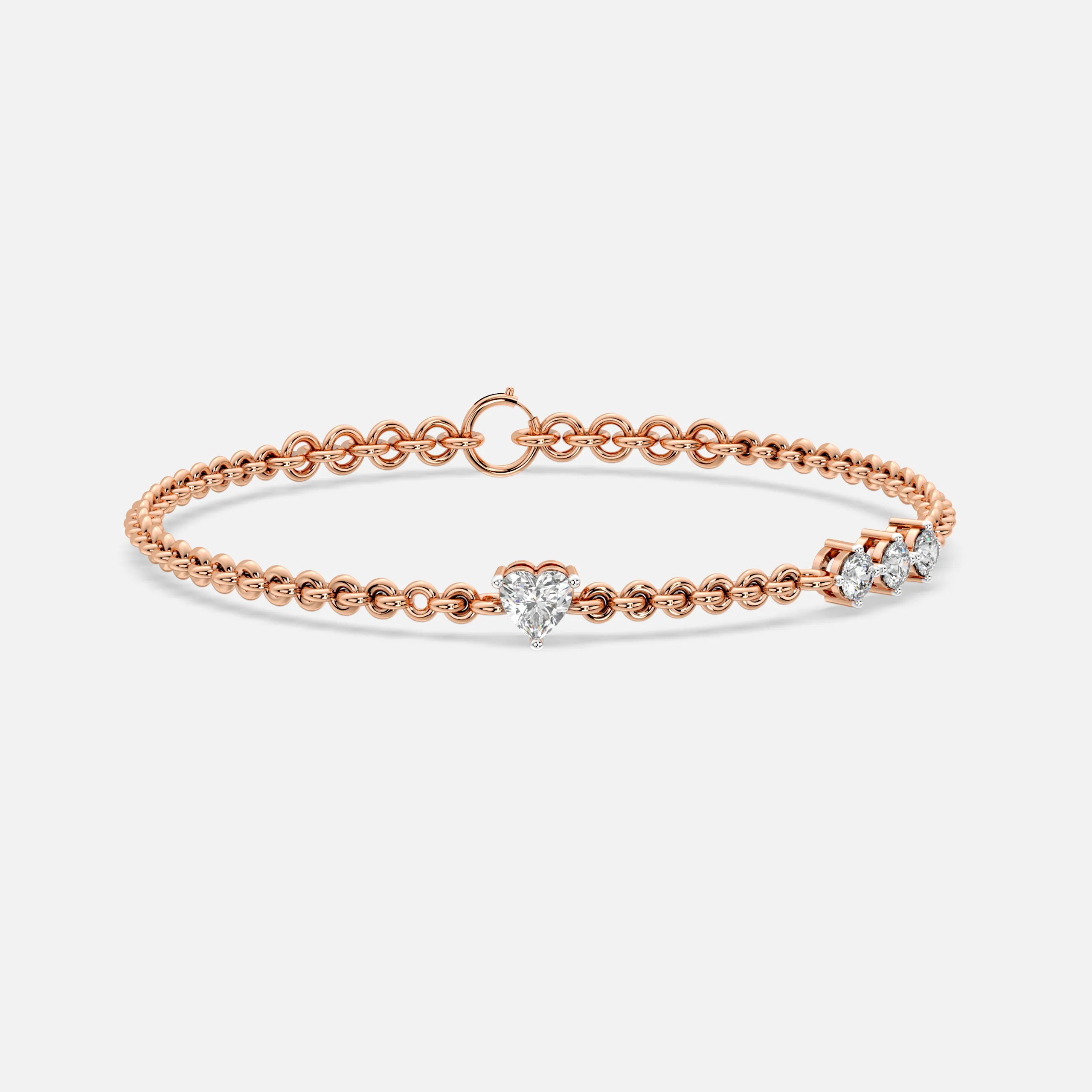 Heart and Trio Diamond Bracelet