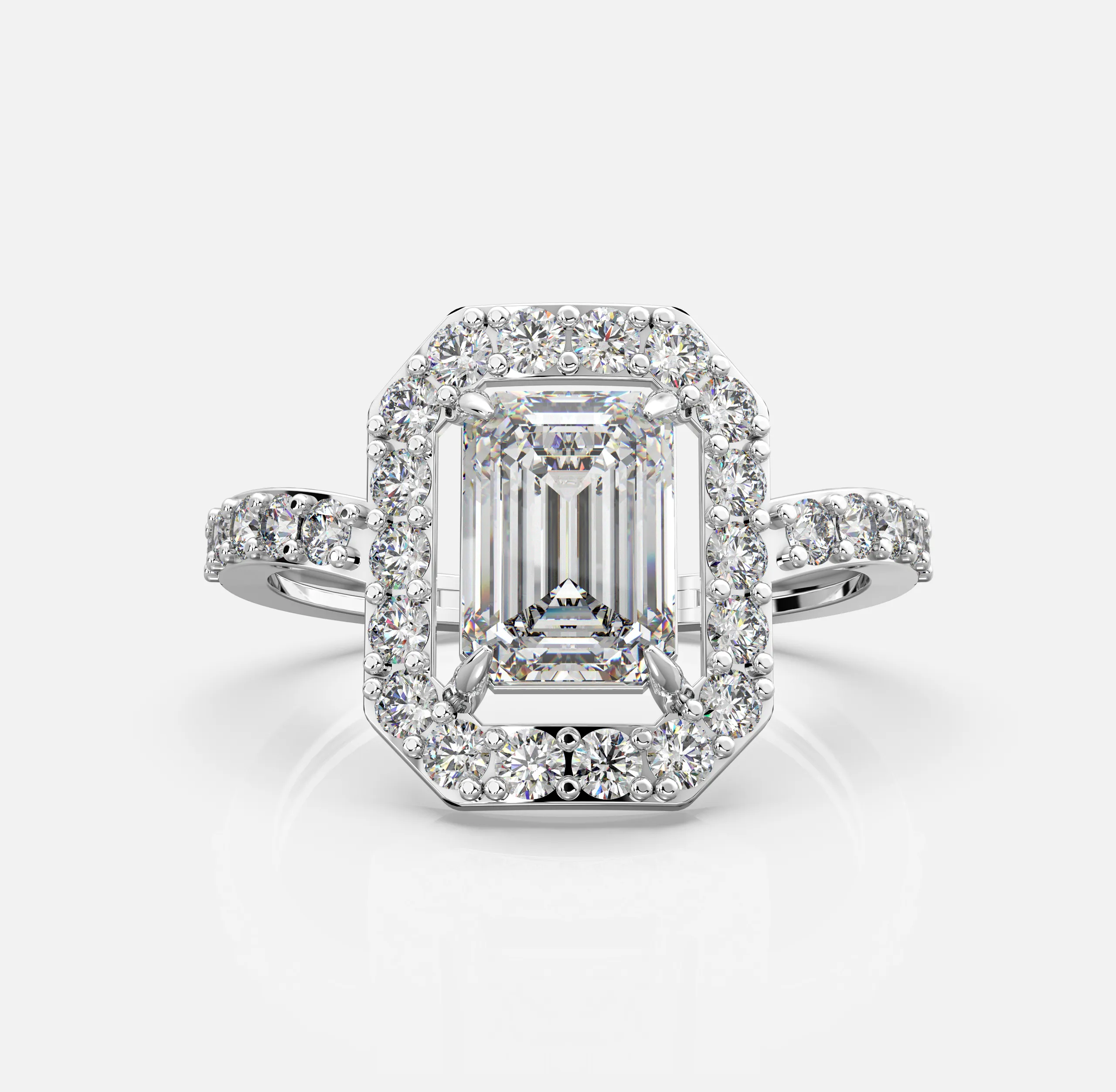 Regal Radiance Emerald Halo Ring