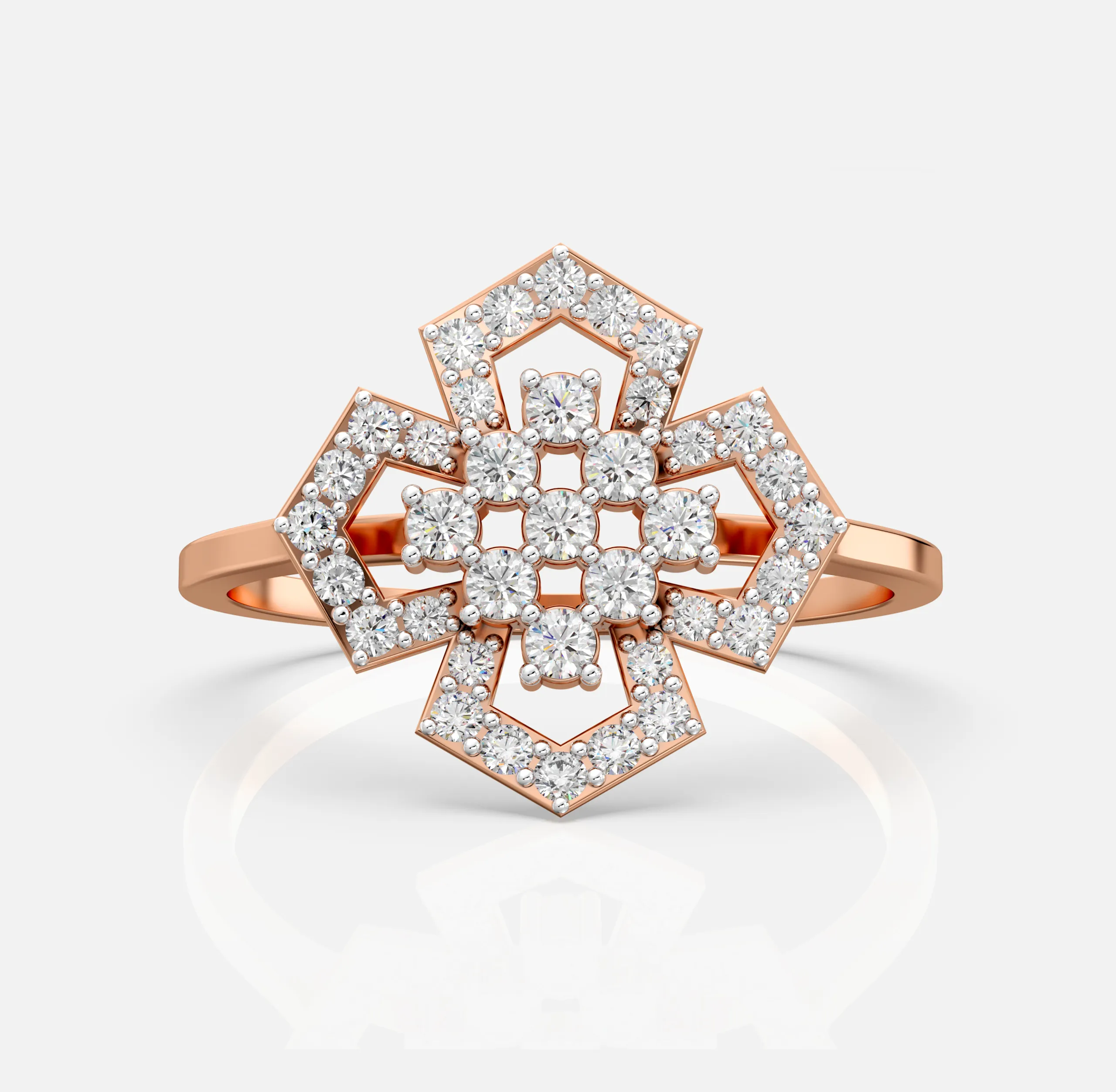 Geometric Petal Diamond Ring
