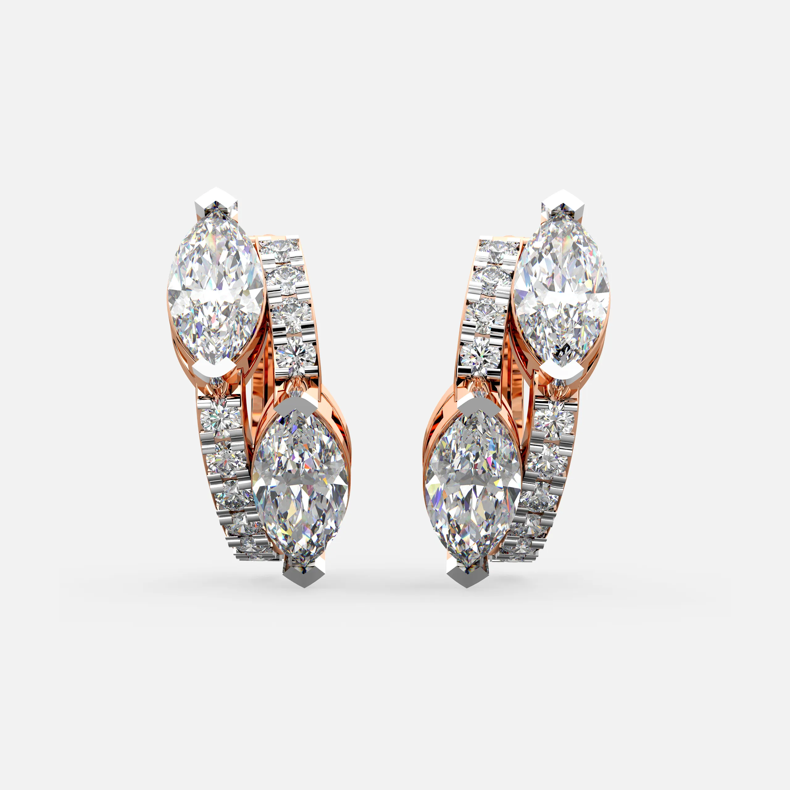 Marquise Diamond Hoop Earrings