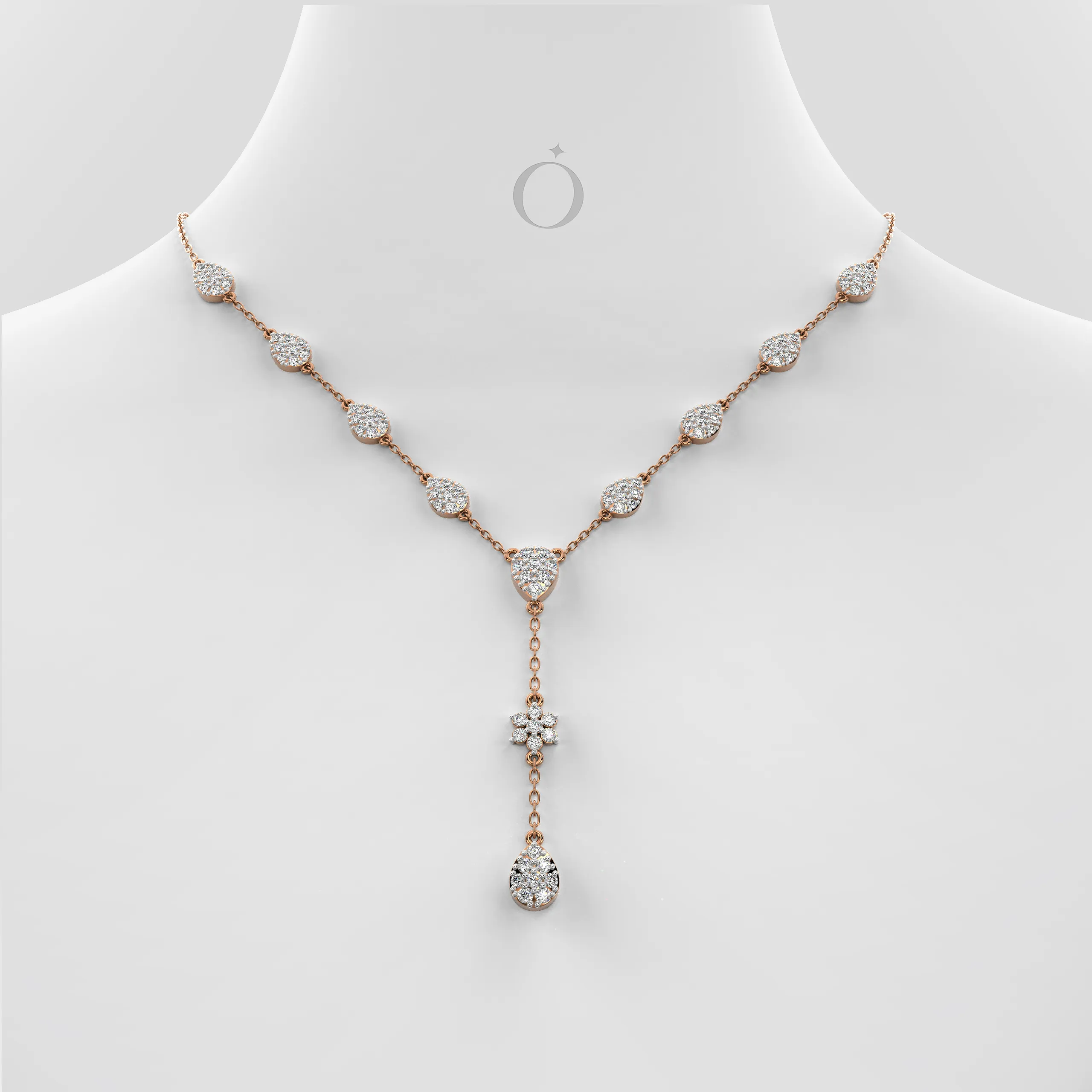 Floral Pear Diamond Necklace