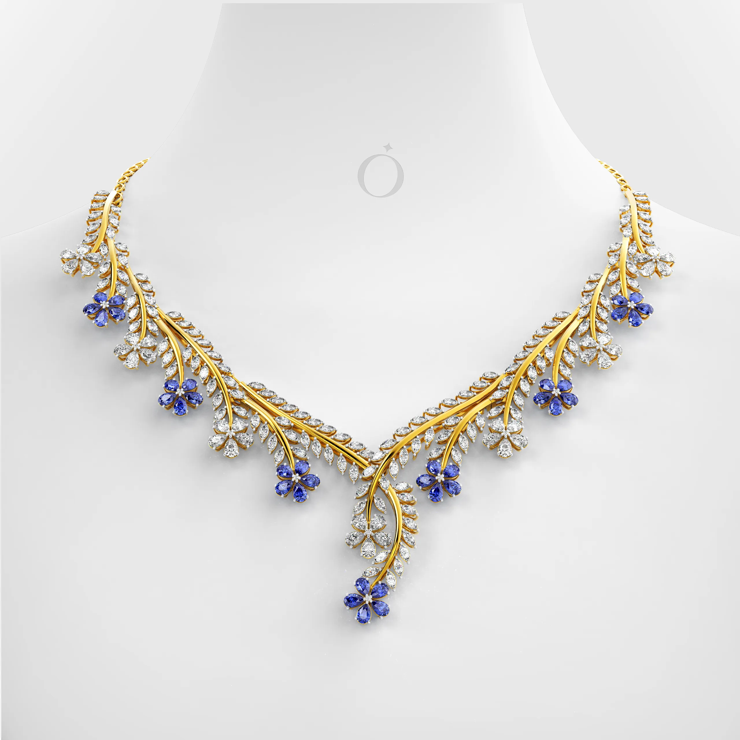 Ethereal Sapphire Diamond Vine Necklace Set