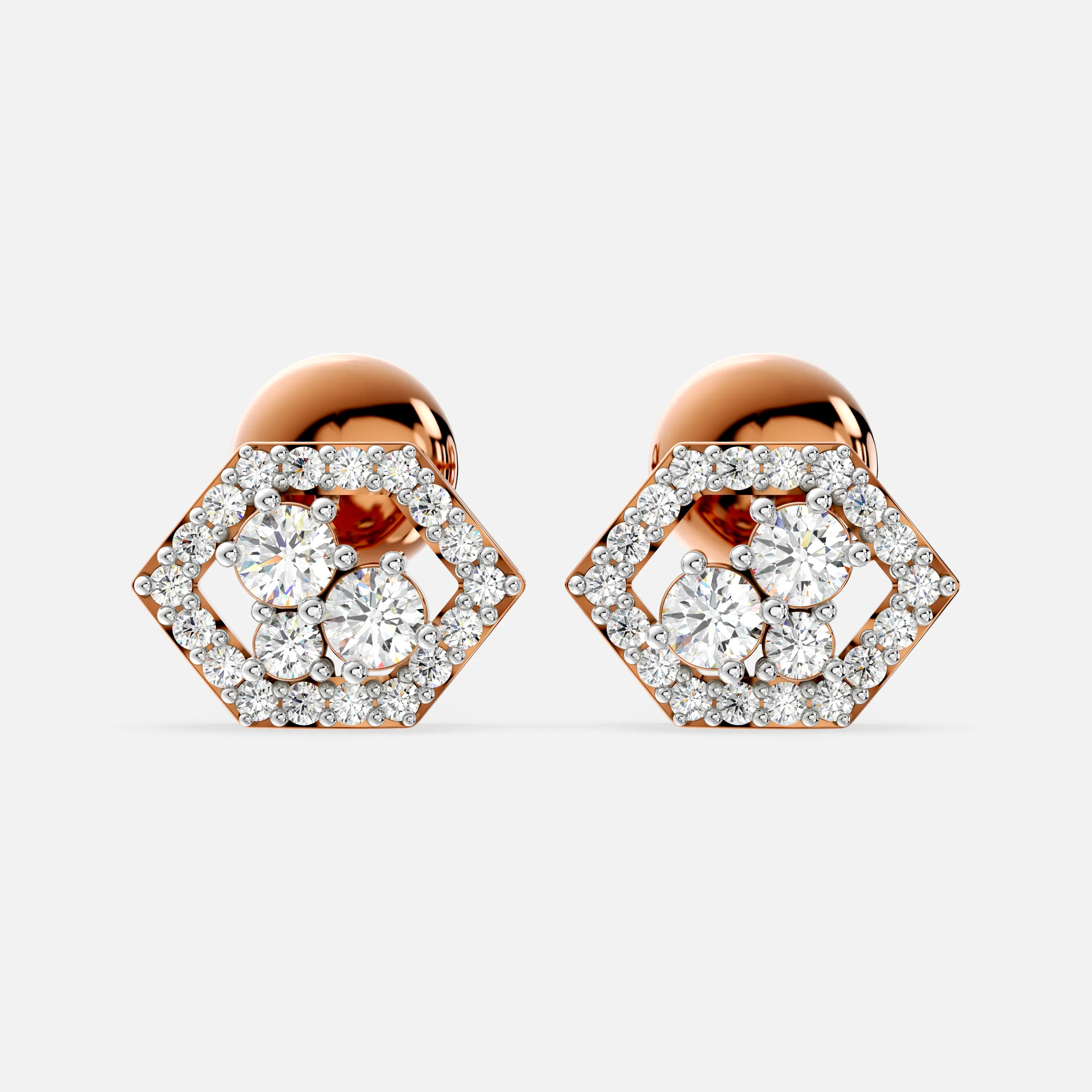 Hexa Cluster Diamond Earrings
