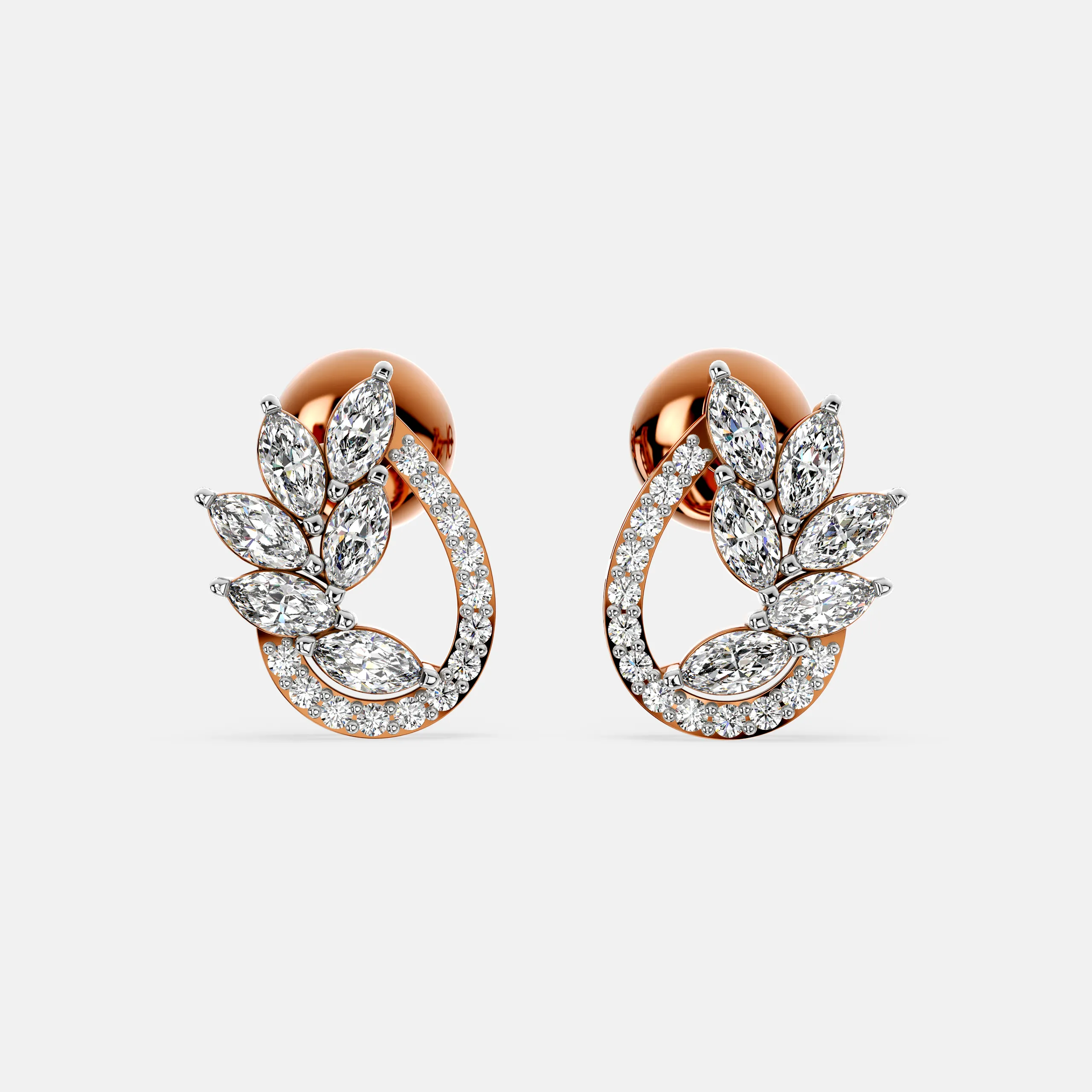 Leaf Crest Diamond Earrings