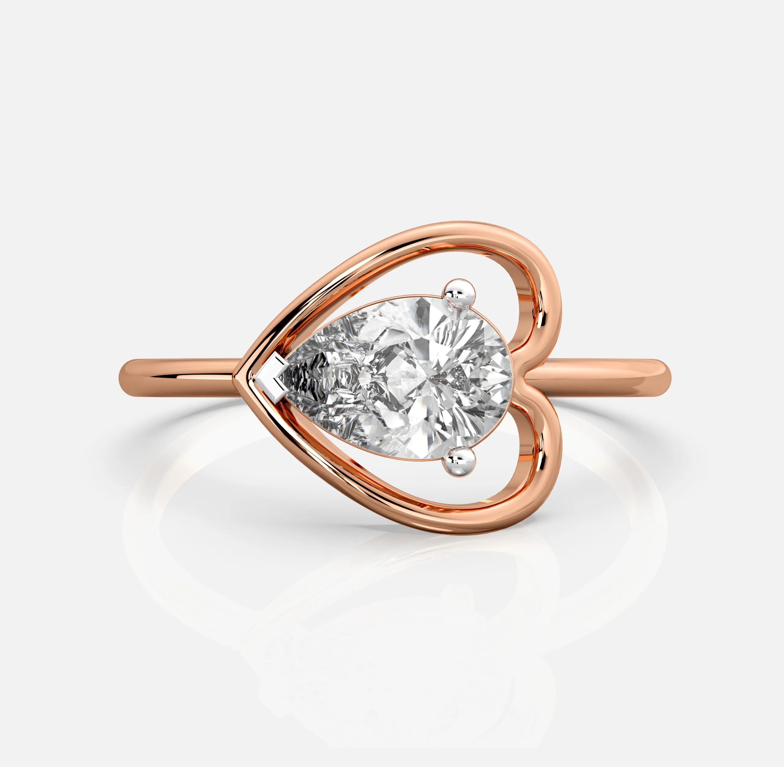 Pear Diamond Heart Silhouette Ring