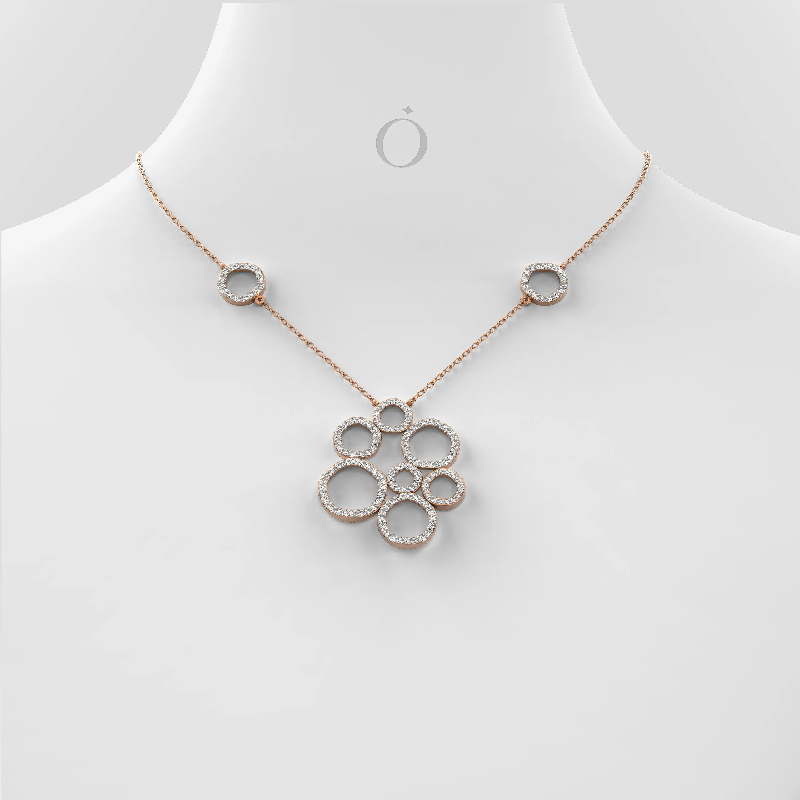 Diamond Bubble Cluster Necklace