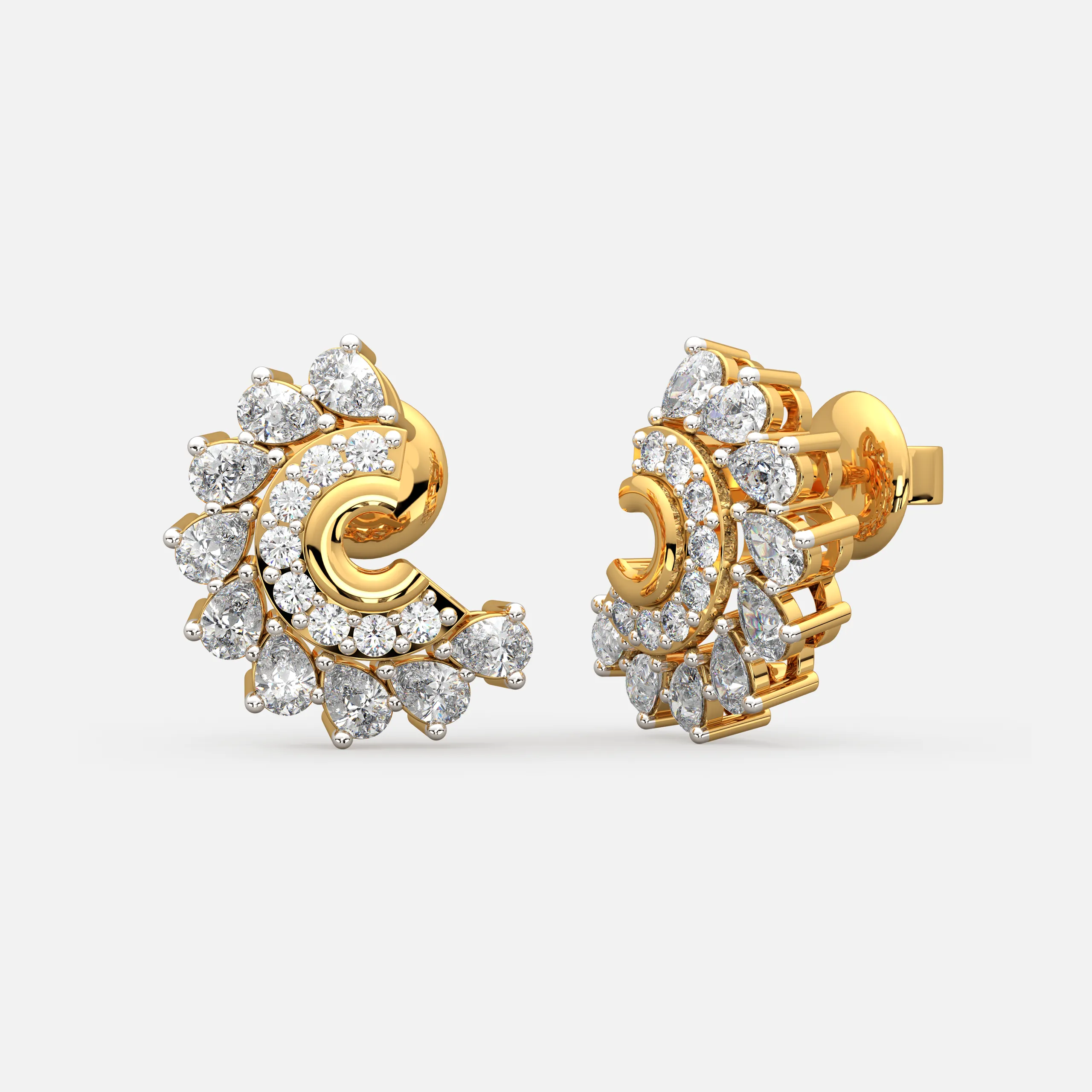 Crescent Diamond Cluster Earrings