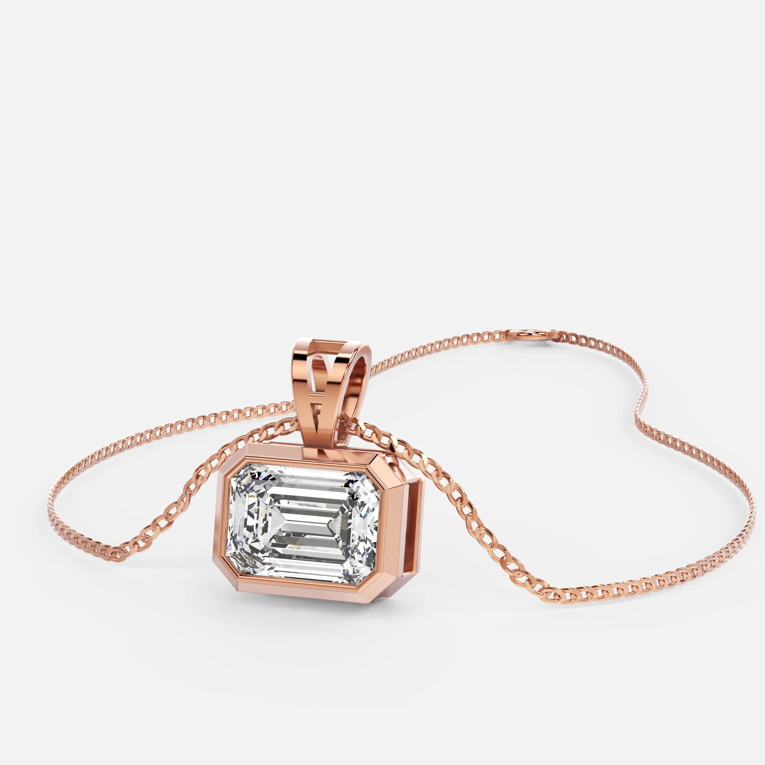 Regal Emerald Cut Diamond Pendant