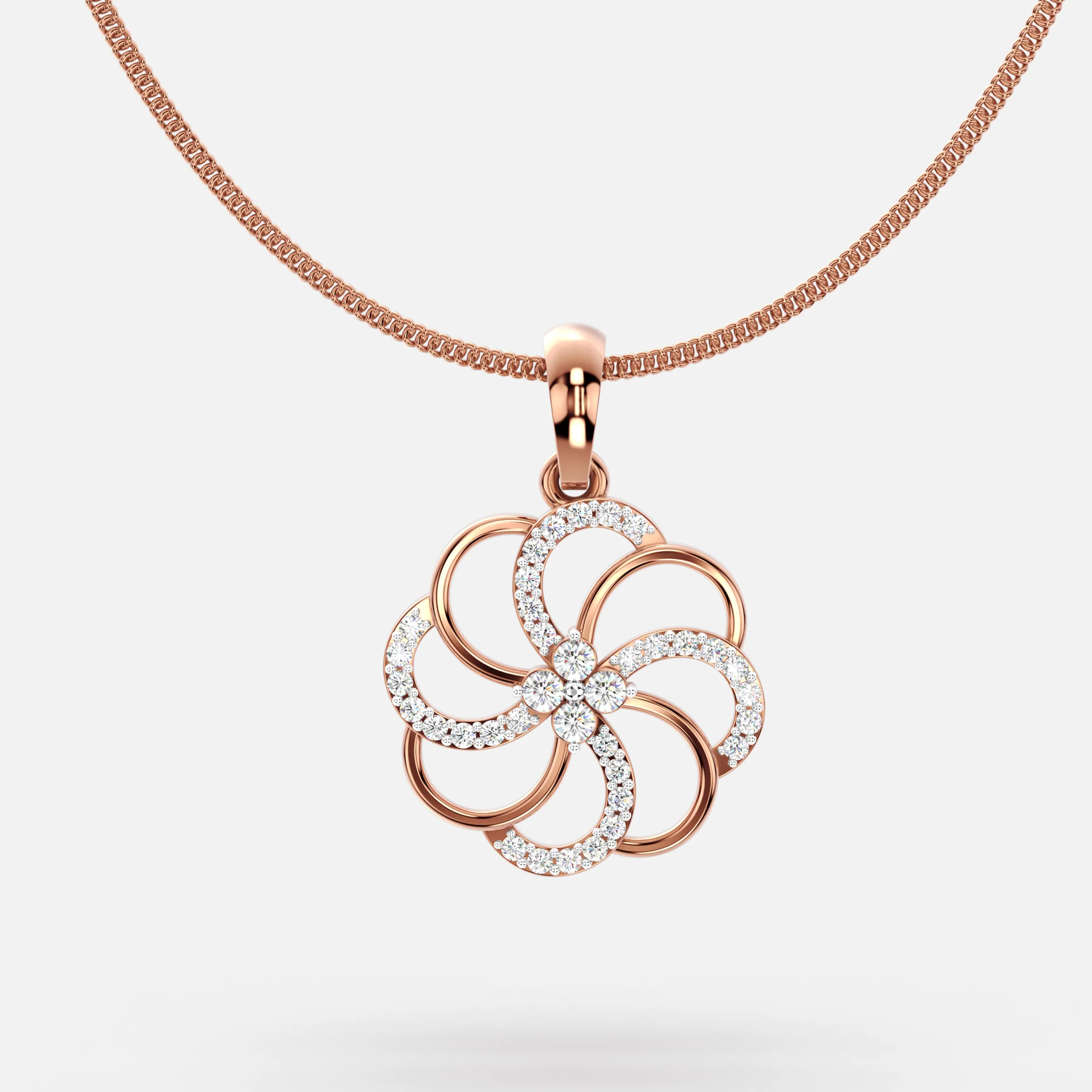 Floral Swirl Diamond Pendant