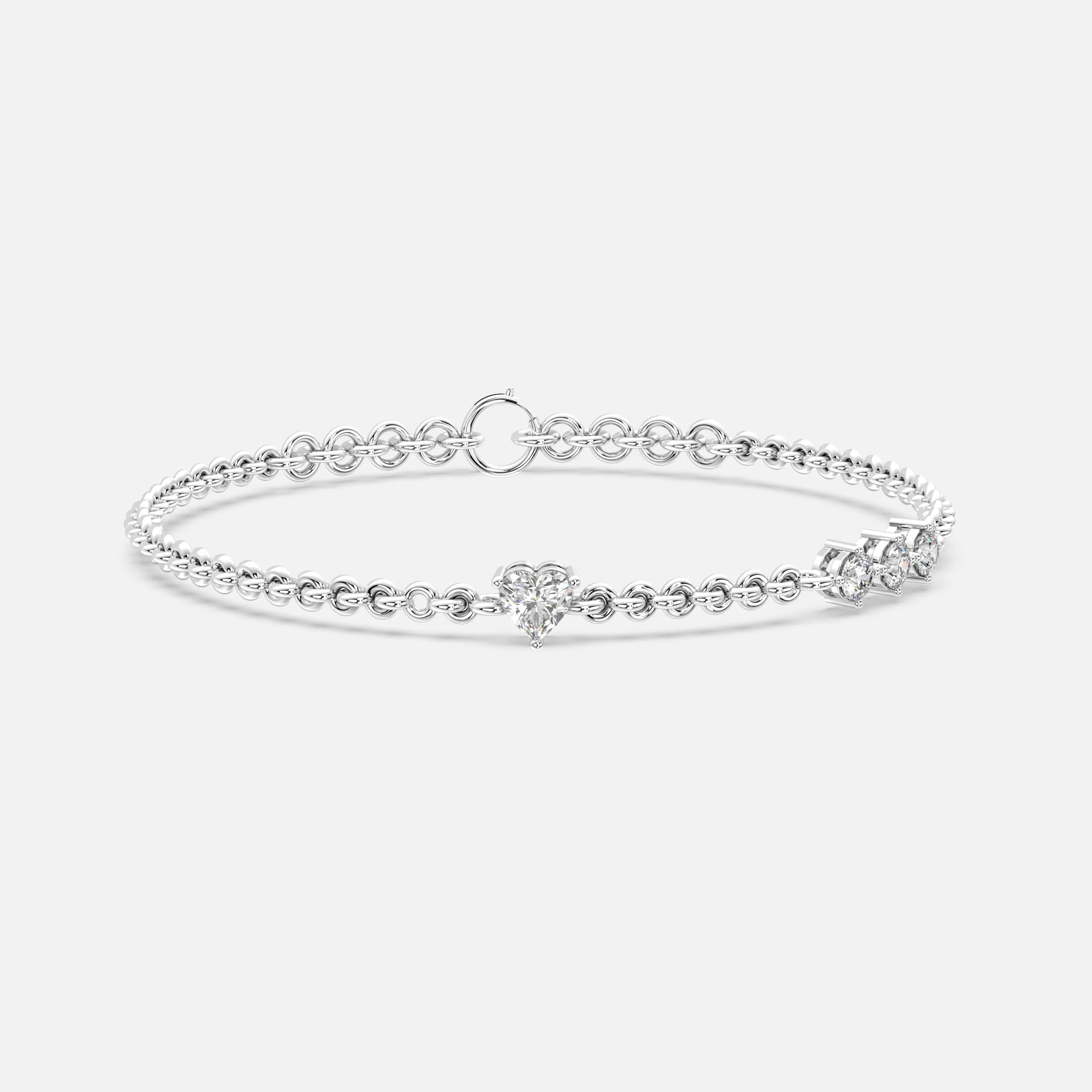 Heart and Trio Diamond Bracelet