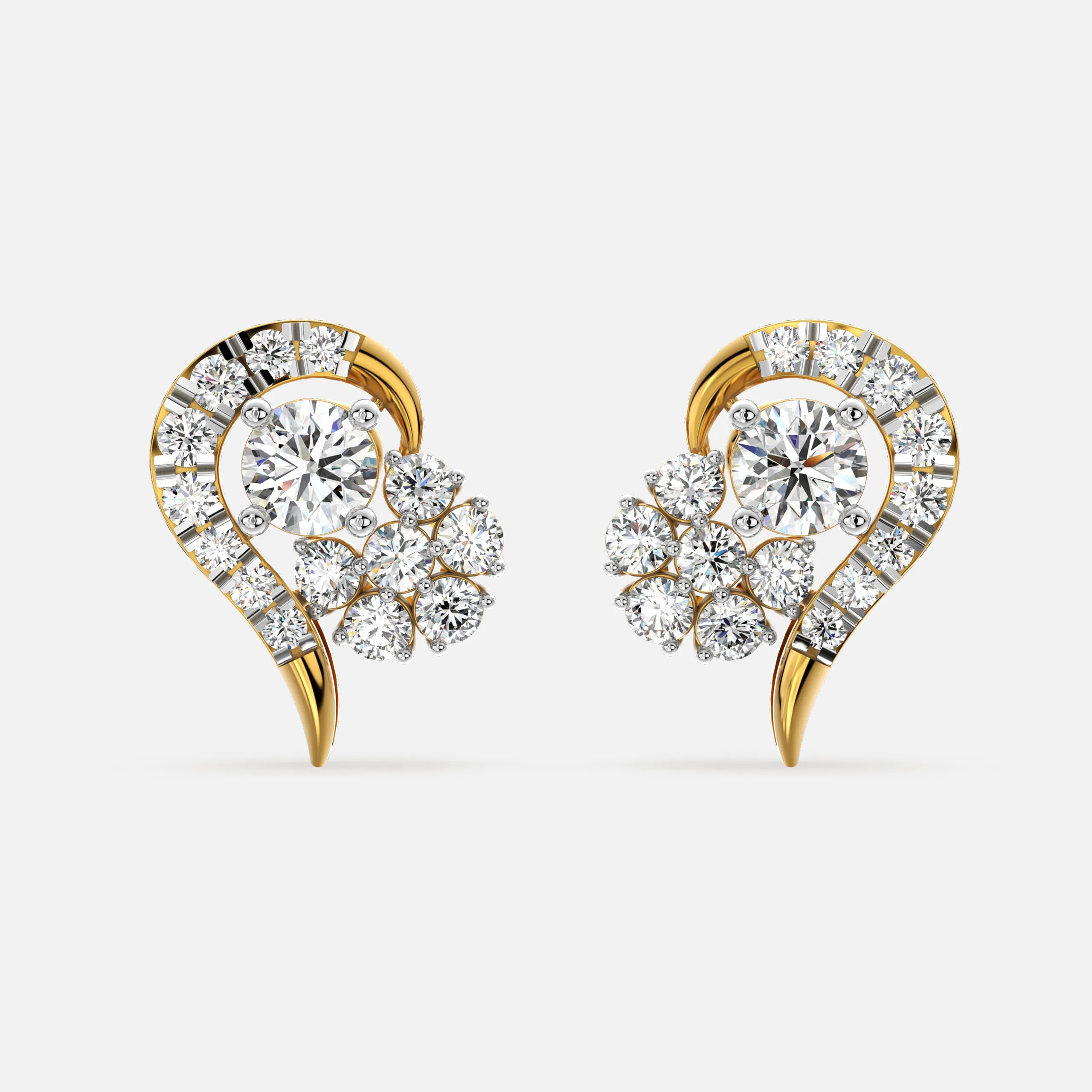 Floral Drop Diamond Earrings