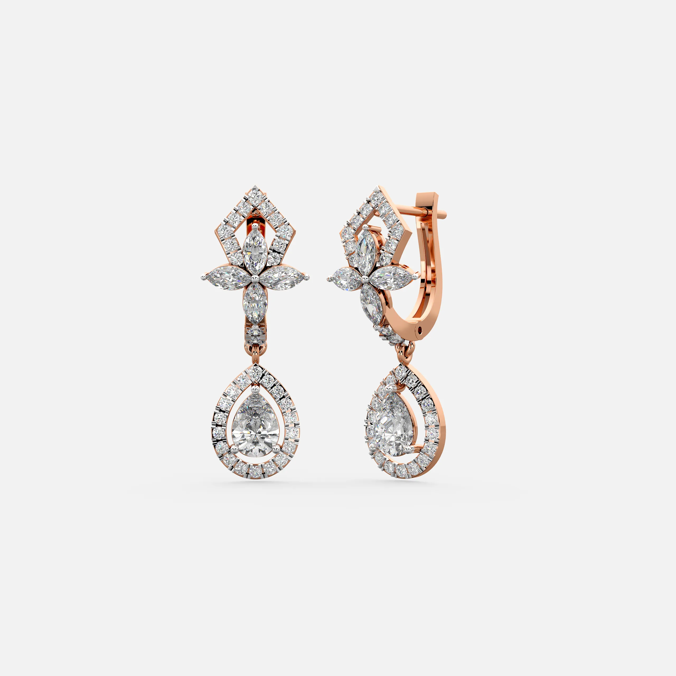 Verdant Grace Diamond Drop Earrings