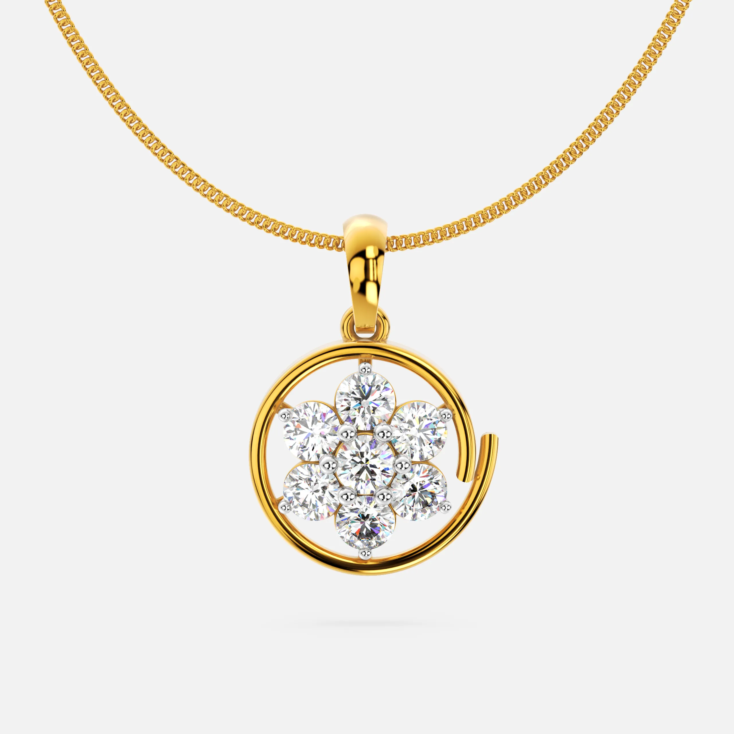 Circular Floral Diamond Pendant