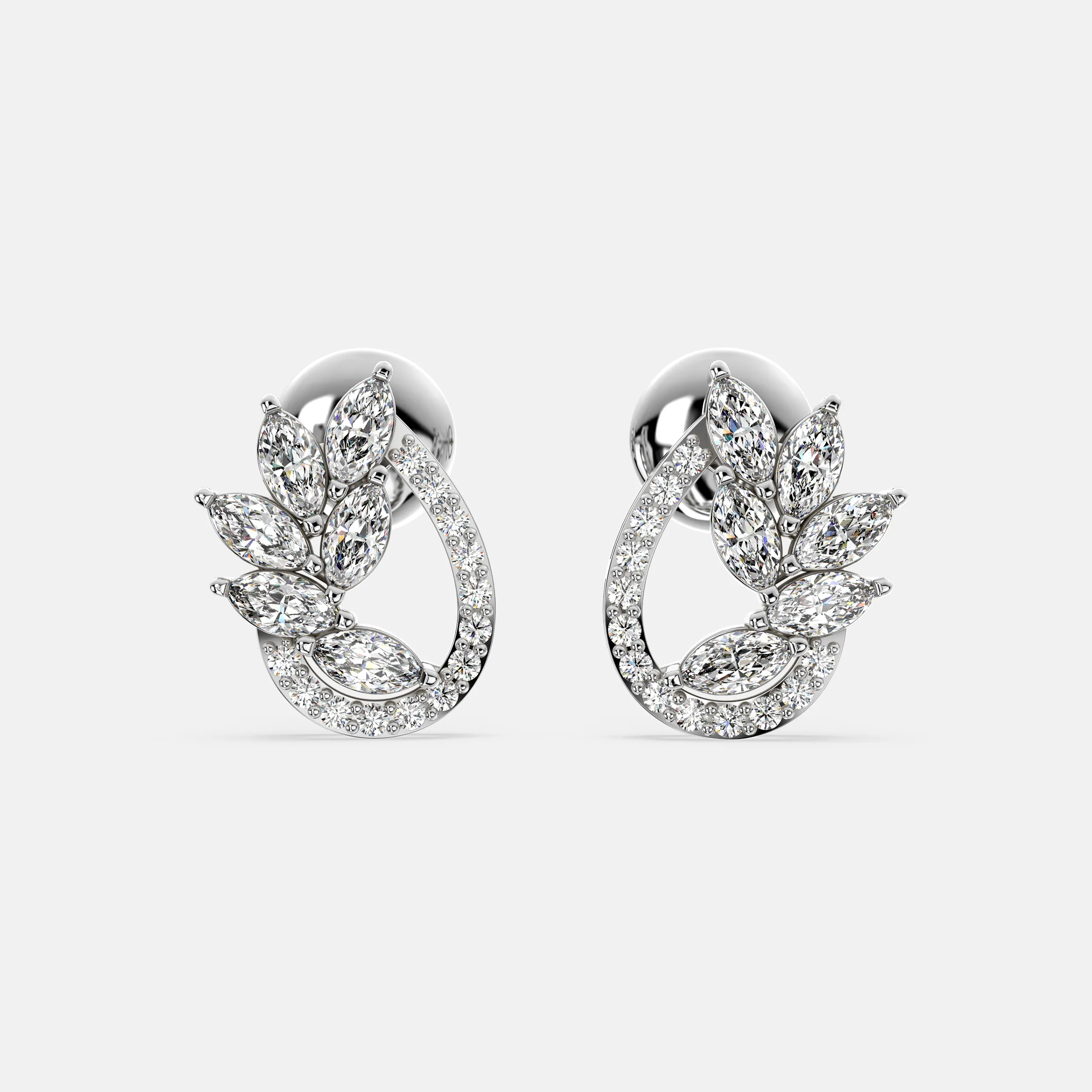 Leaf Crest Diamond Earrings