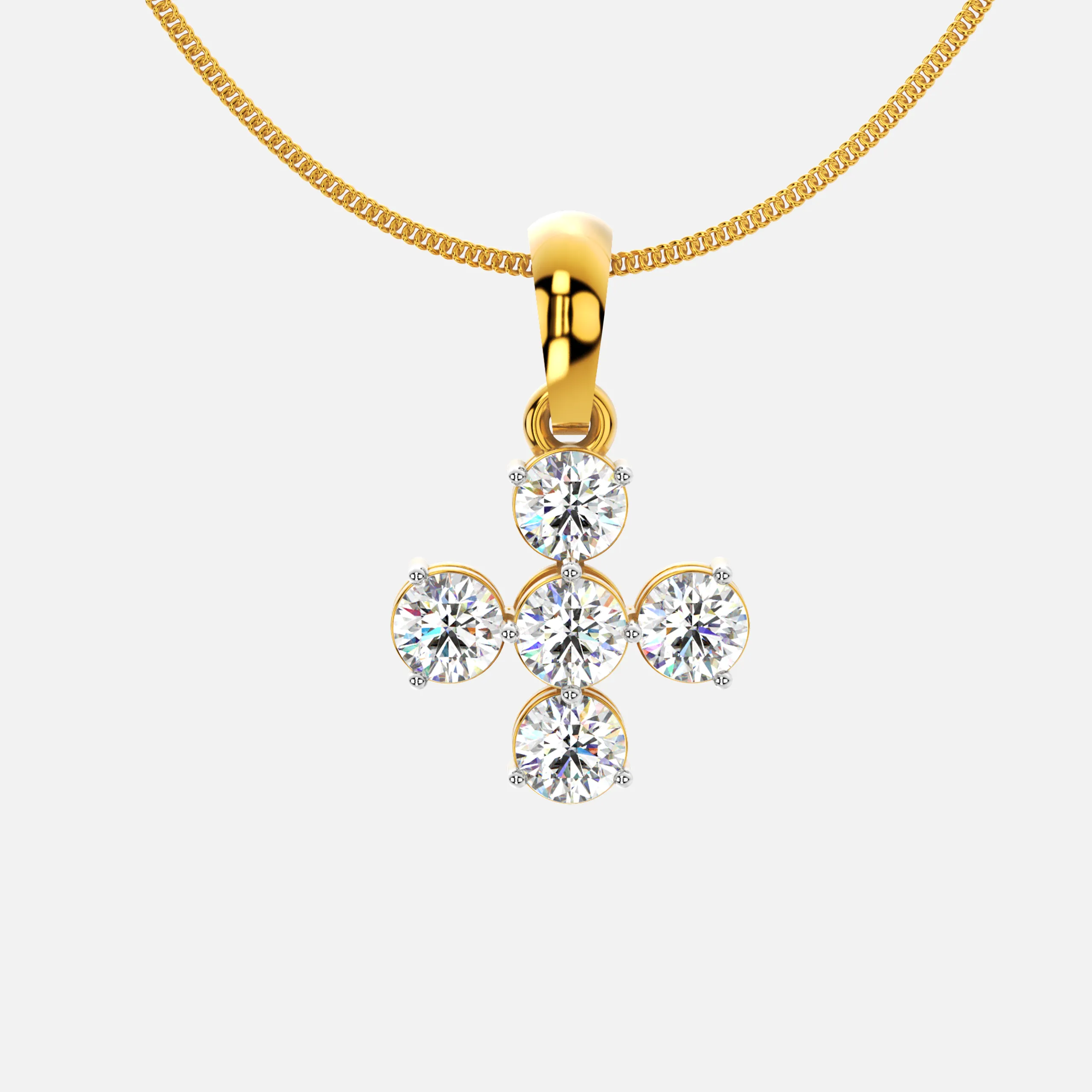Diamond Floweret Cross Pendant