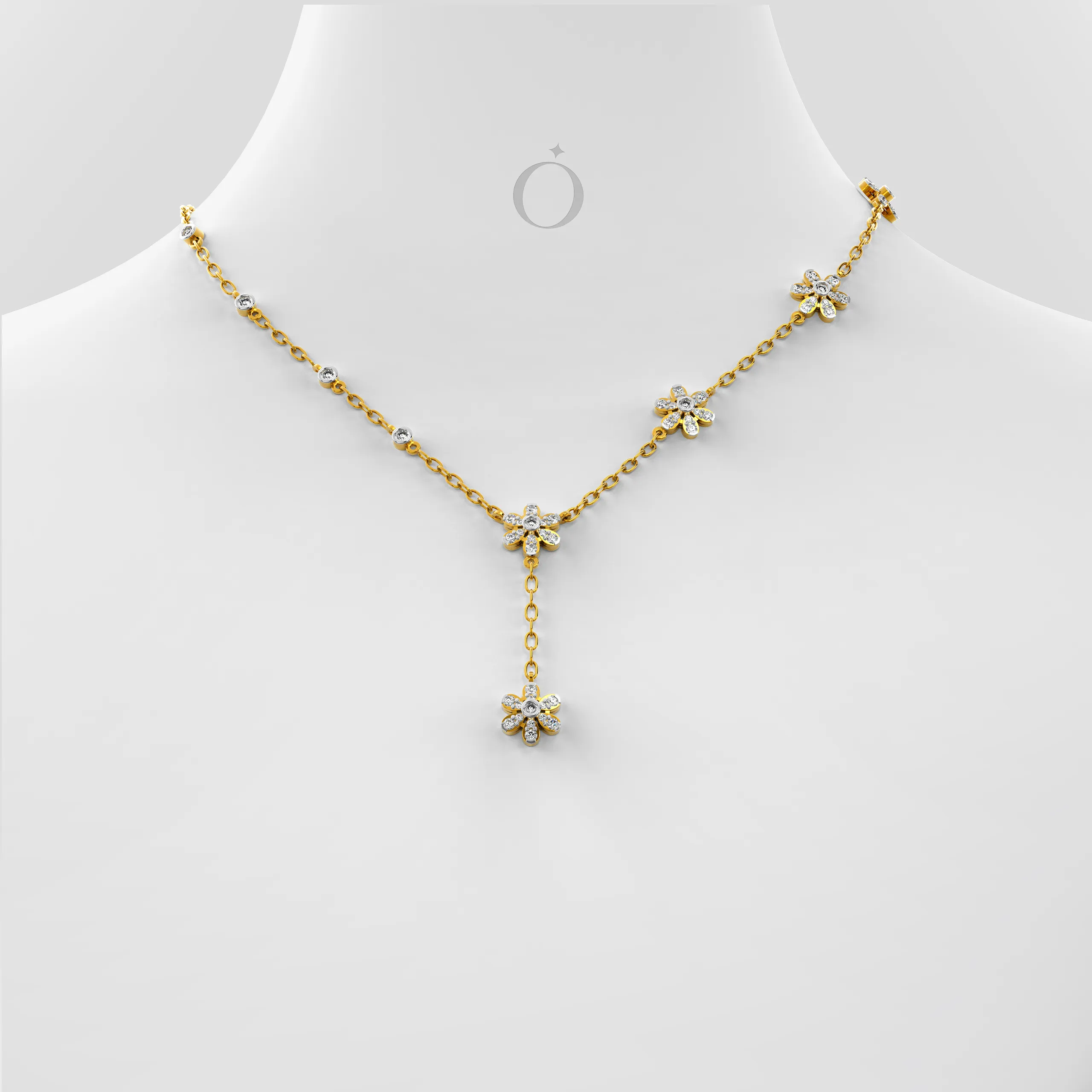 Floral Diamond Drop Necklace