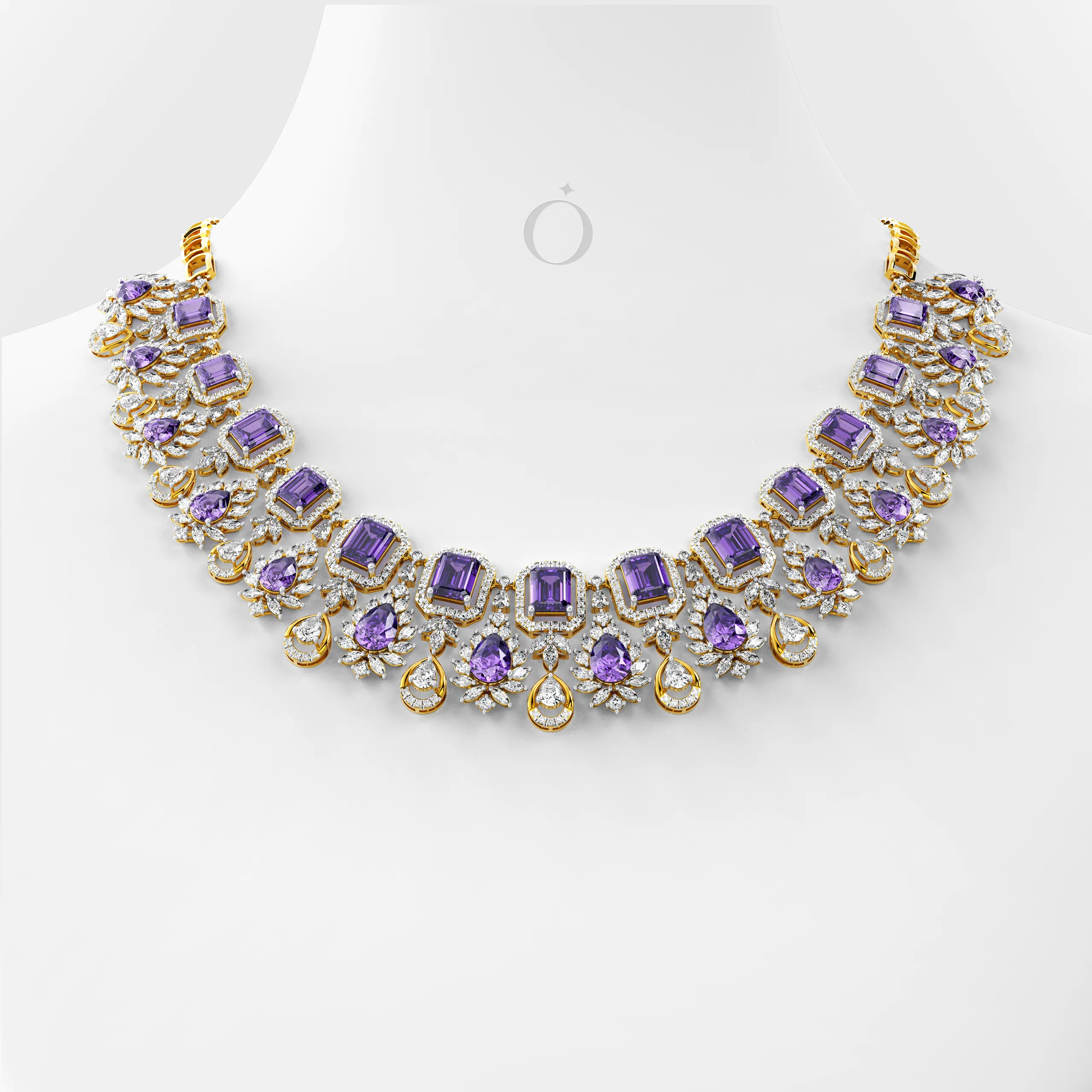 Imperial Amethyst Diamond Necklace Set