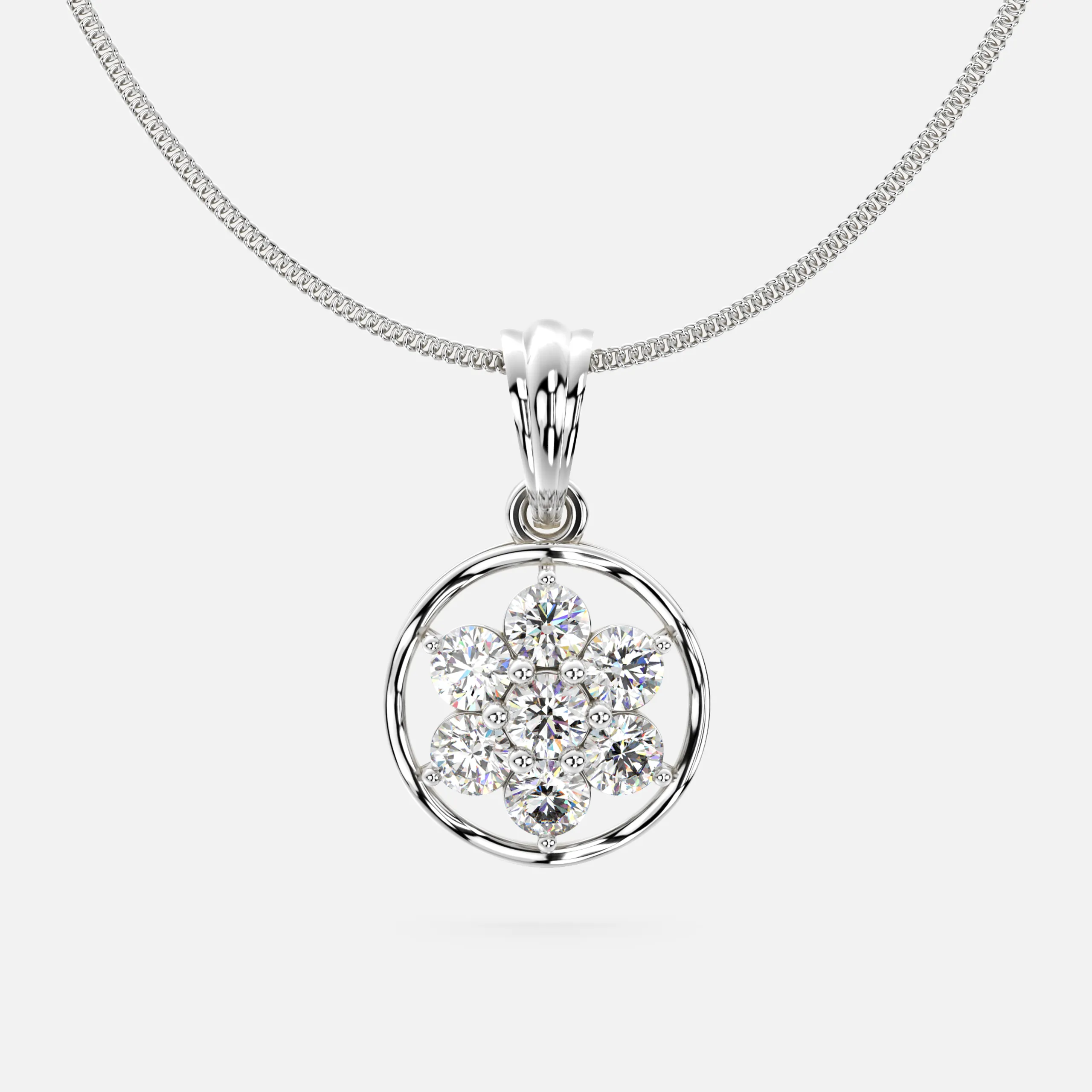 Radiant Bloom Circle Diamond Pendant
