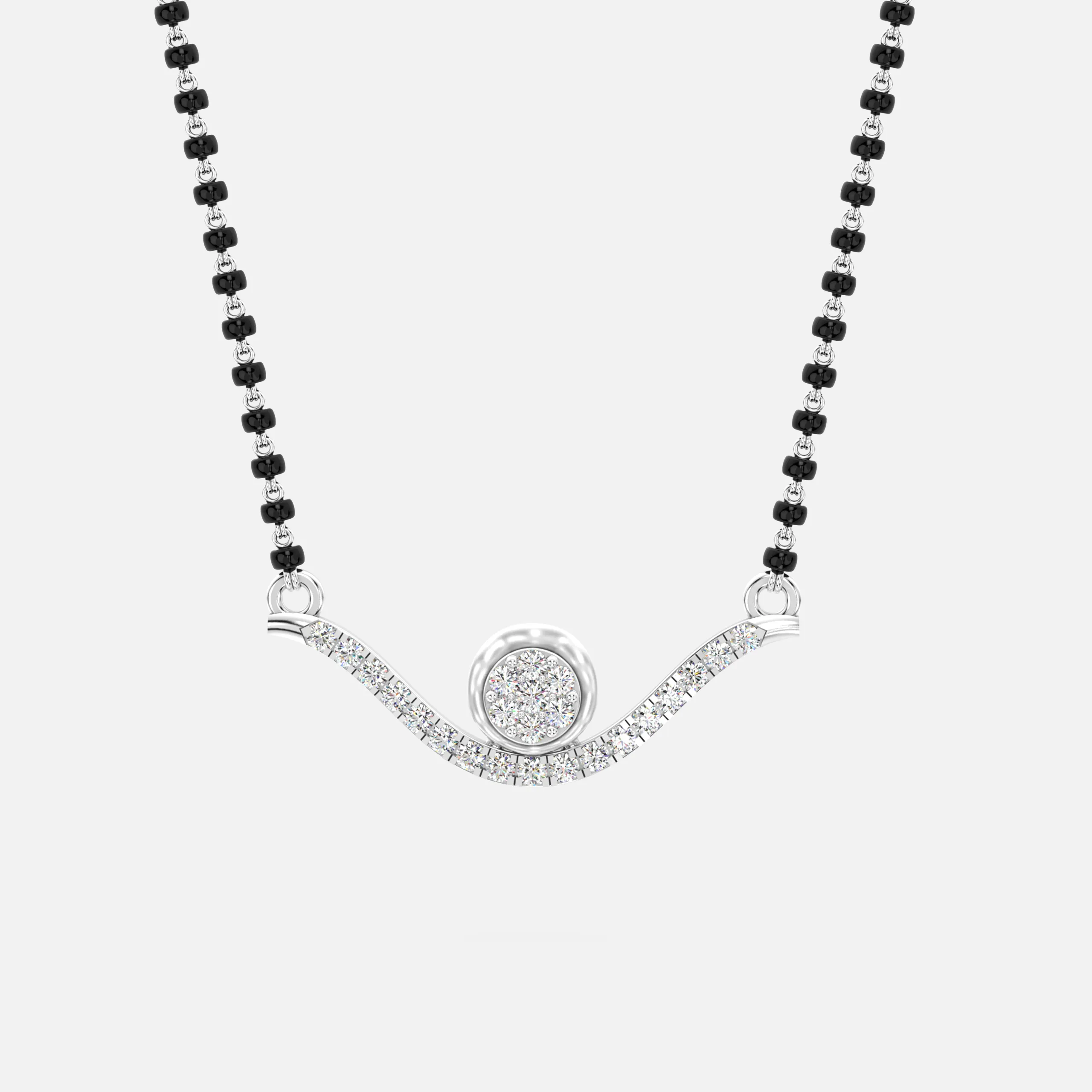 Curved Floral Diamond Mangalsutra