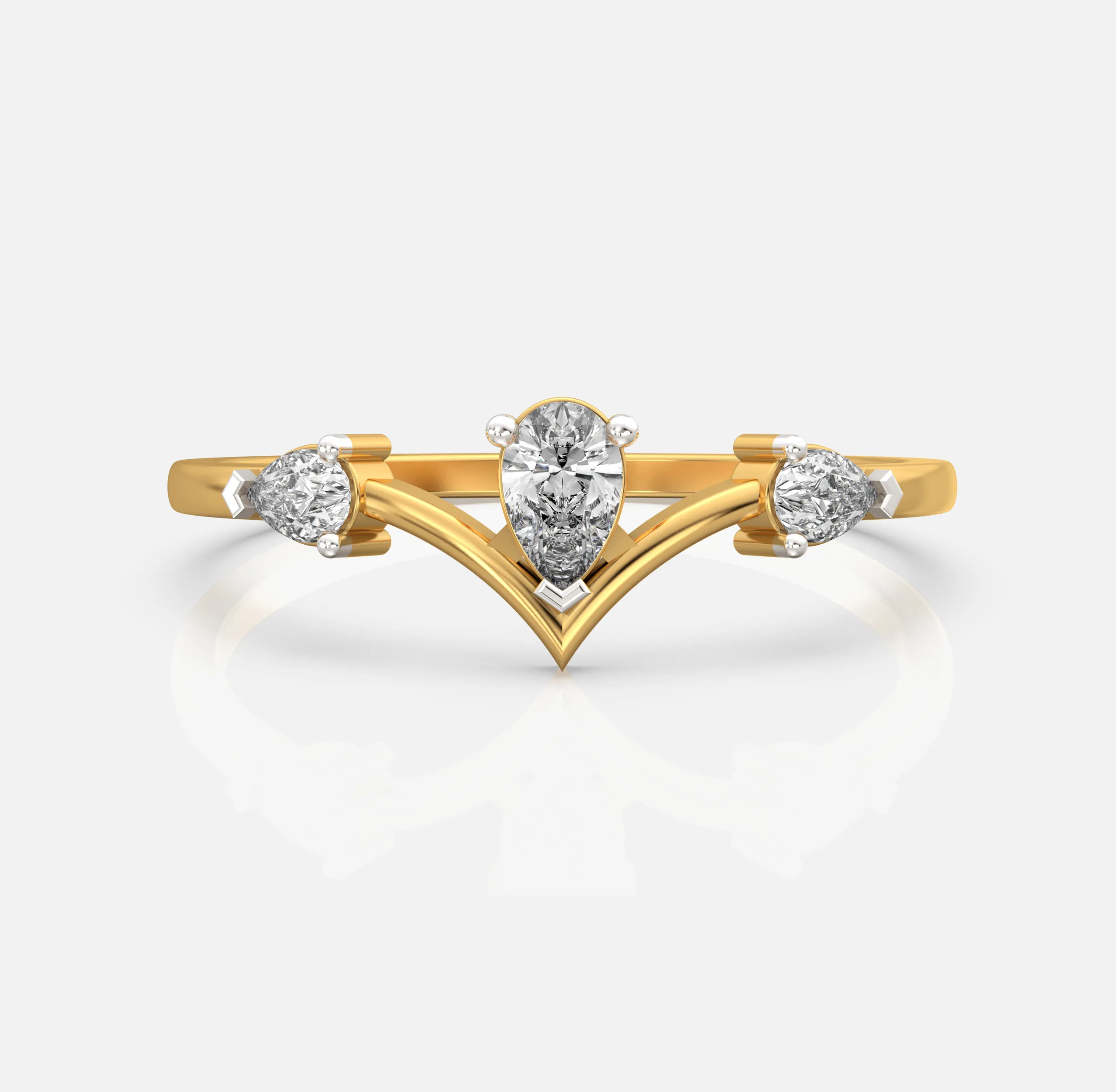 Luminous Pear Chevron Ring