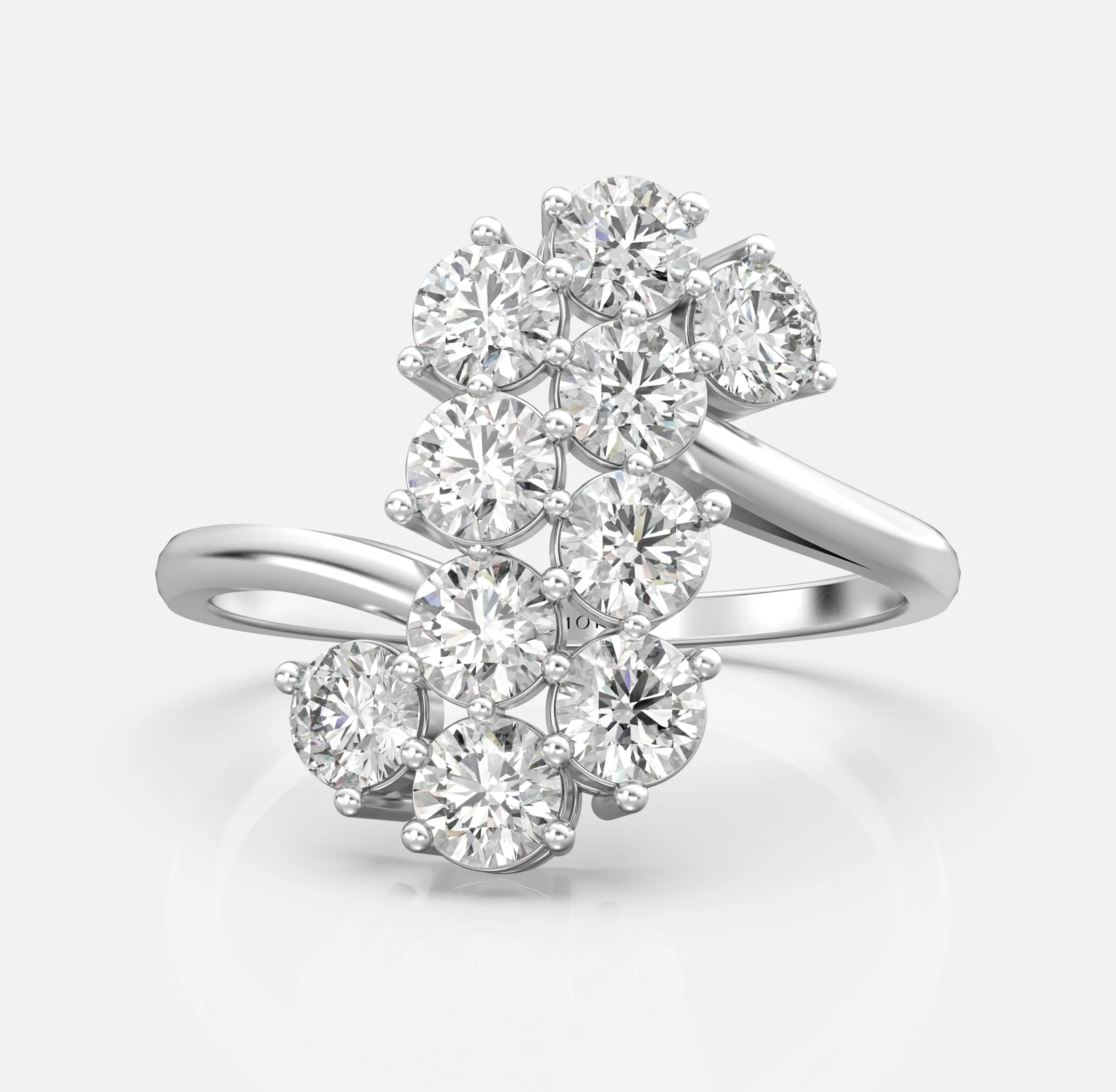 Cluster Wave Diamond Ring