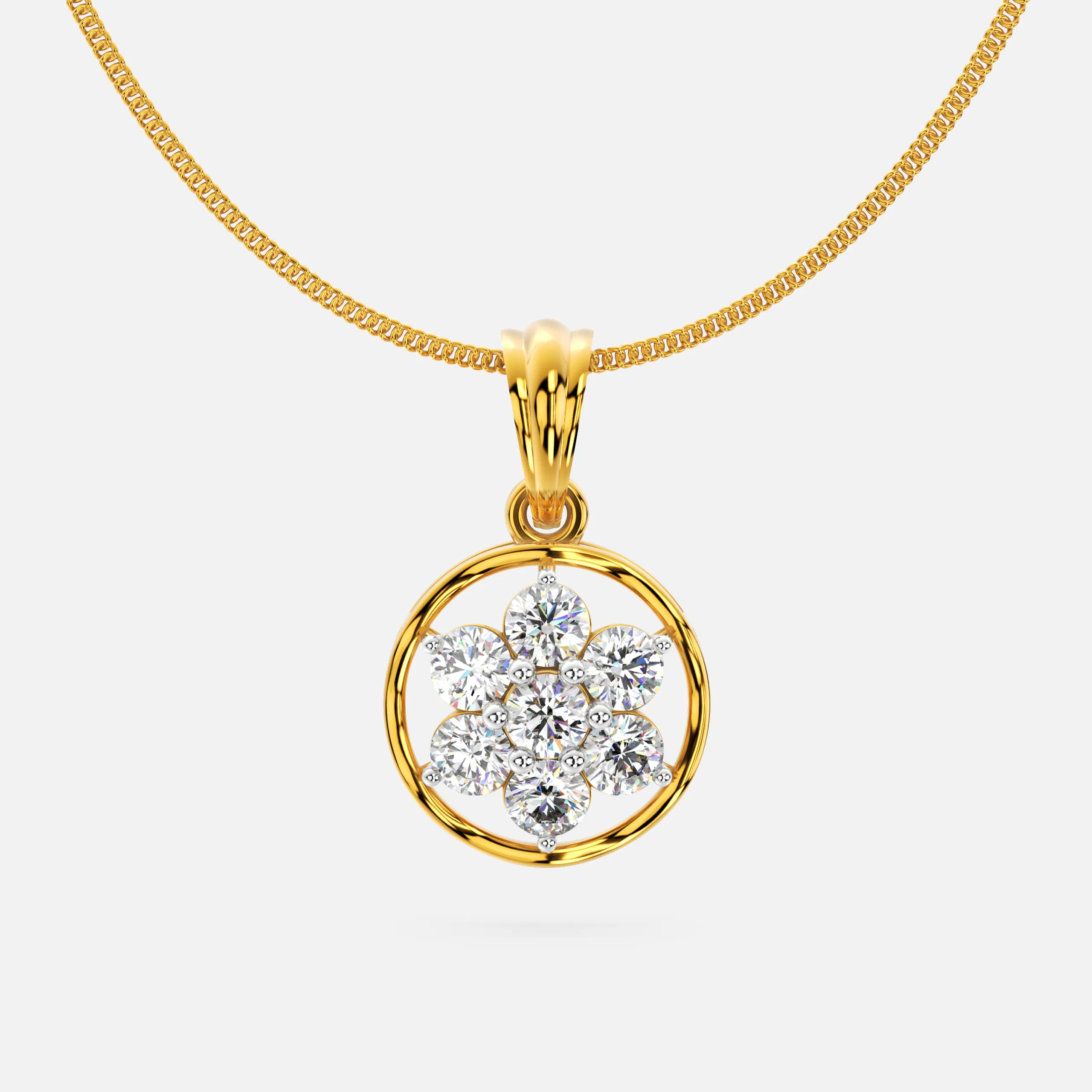Radiant Bloom Circle Diamond Pendant