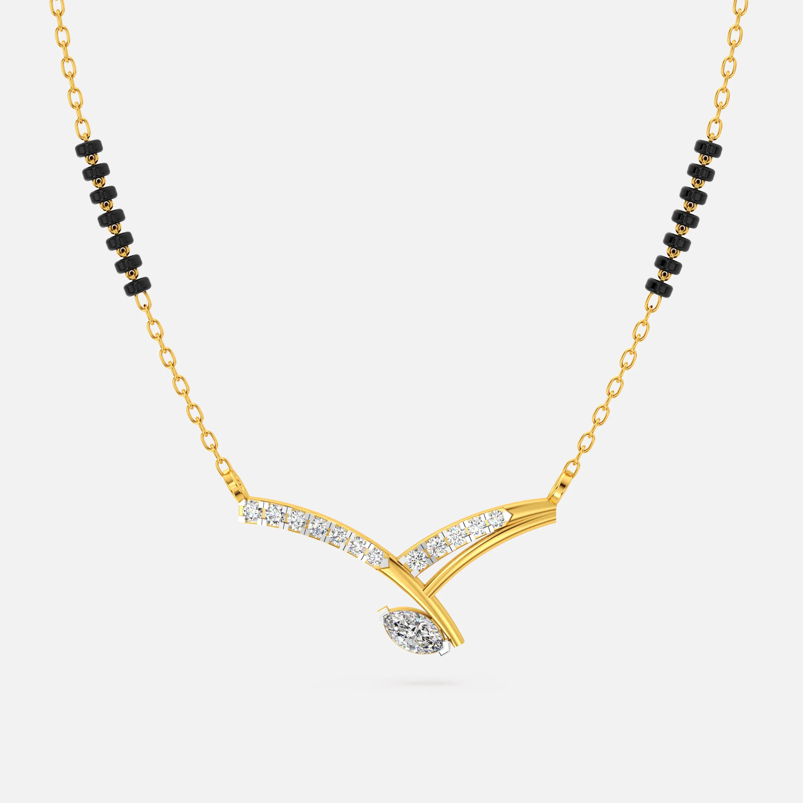 Diamond V-Leaf Mangalsutra