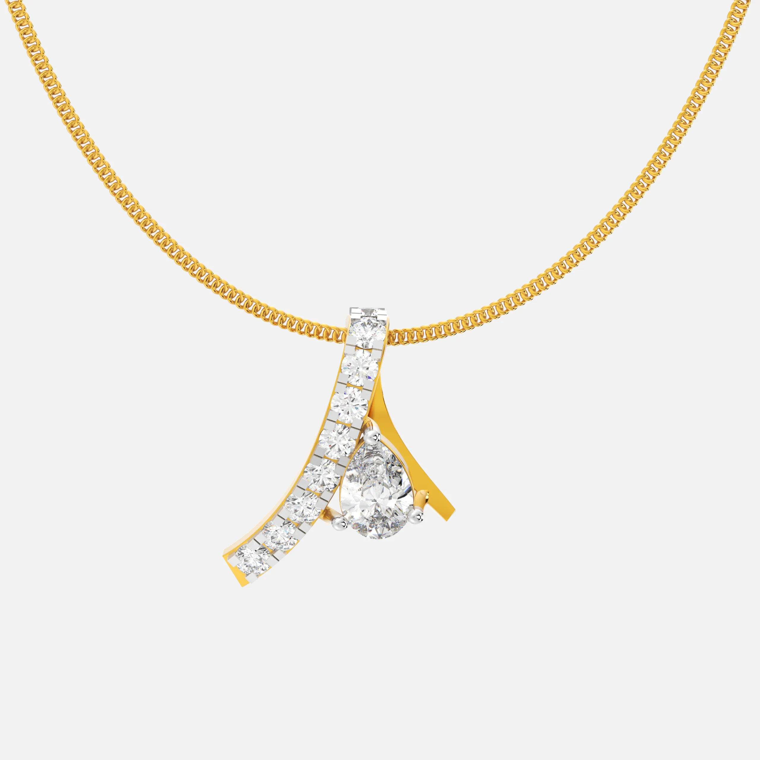 Curve Pear Diamond Pendant