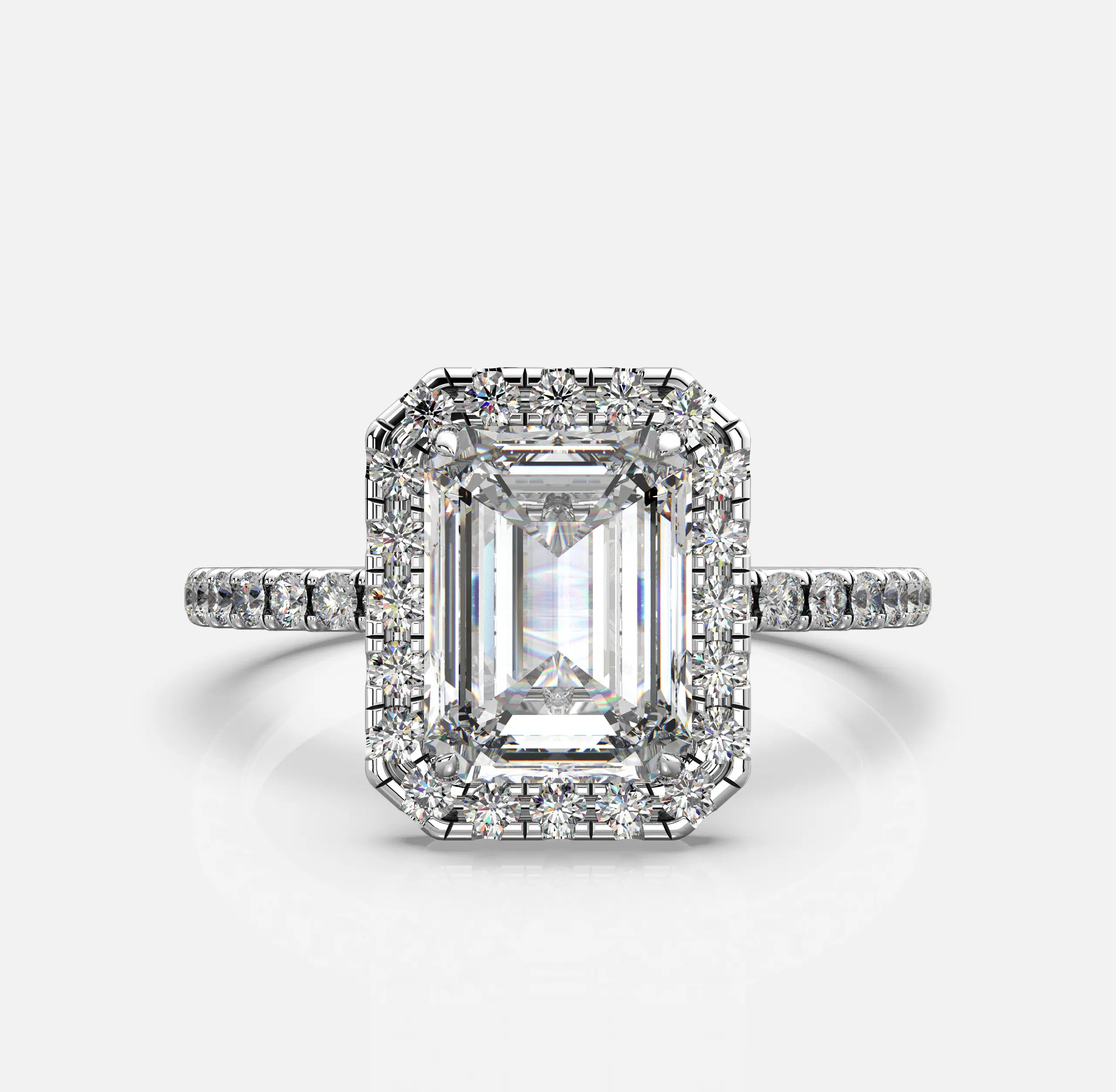 Emerald Radiance Halo Diamond Ring