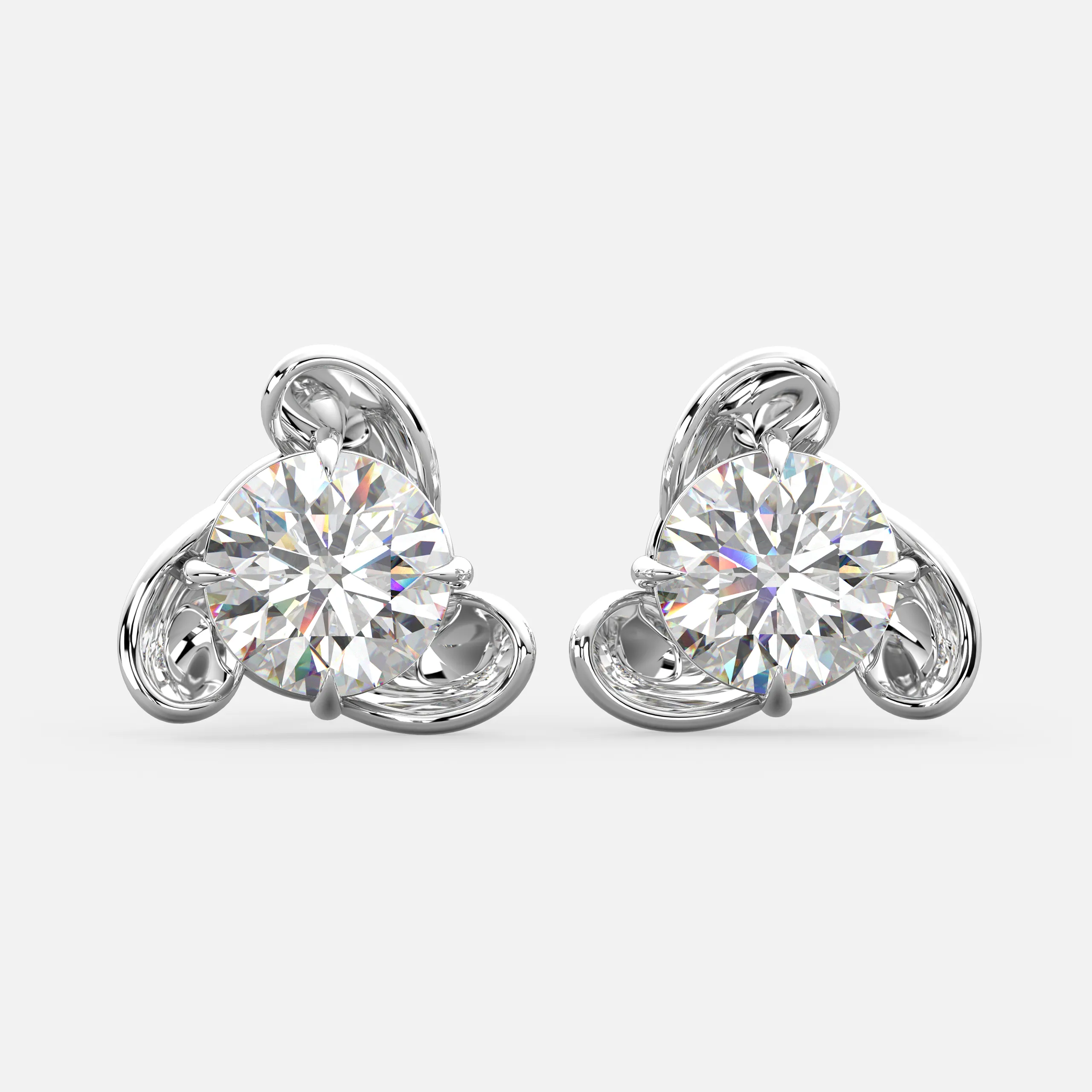 Triflora Solitaire Diamond Earrings