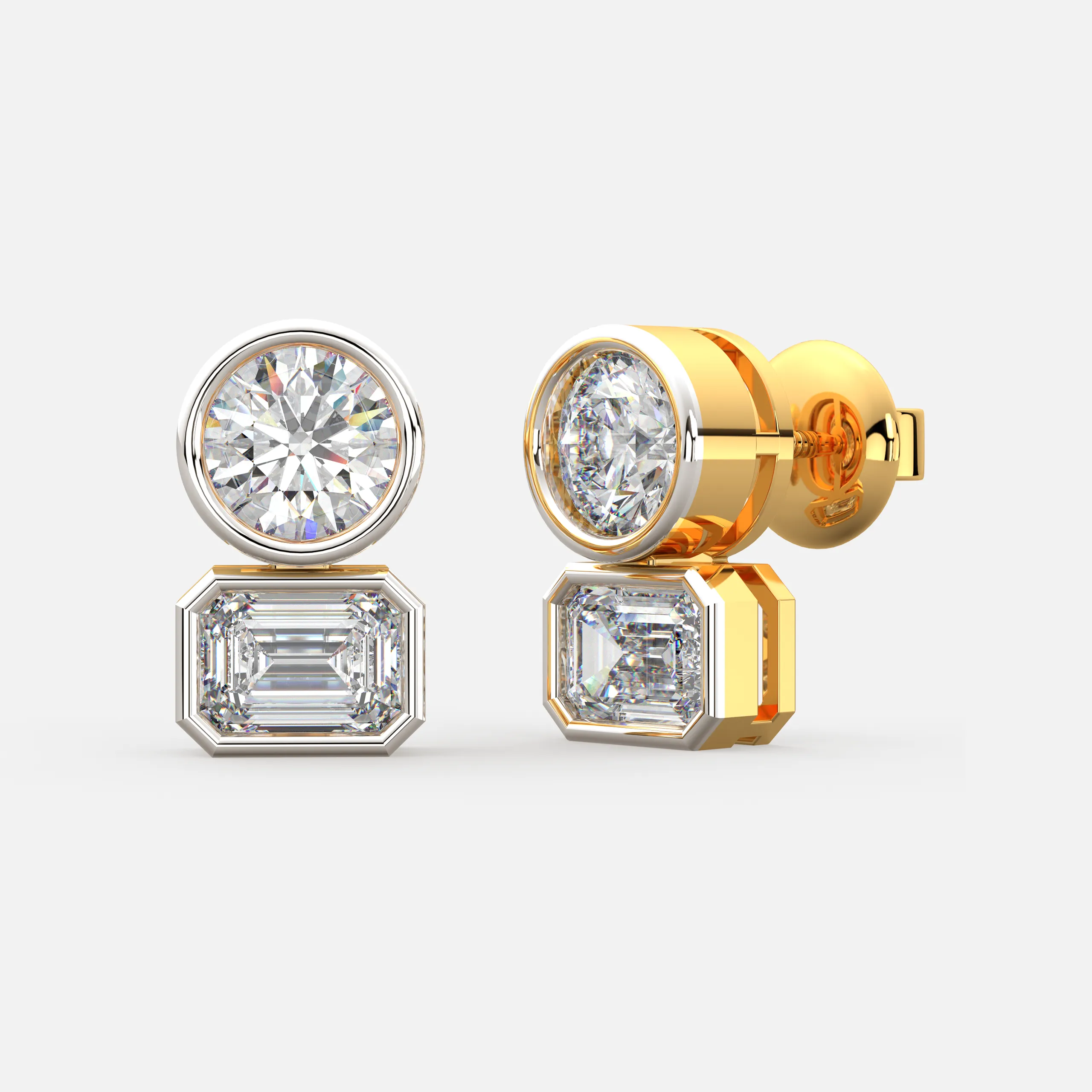 Two-Stone Bezel Set Diamond Earrings