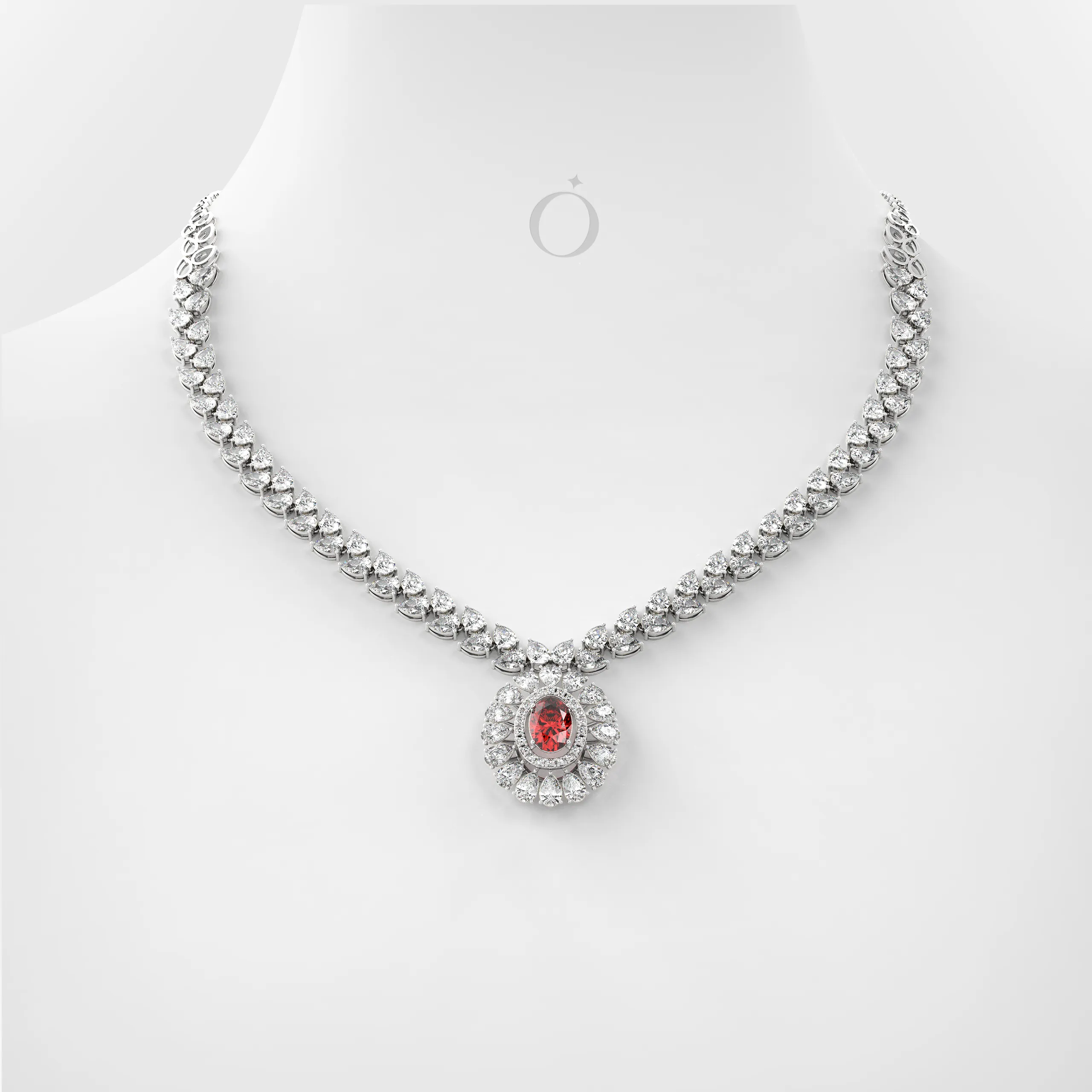 Oval Halo Diamond Necklace