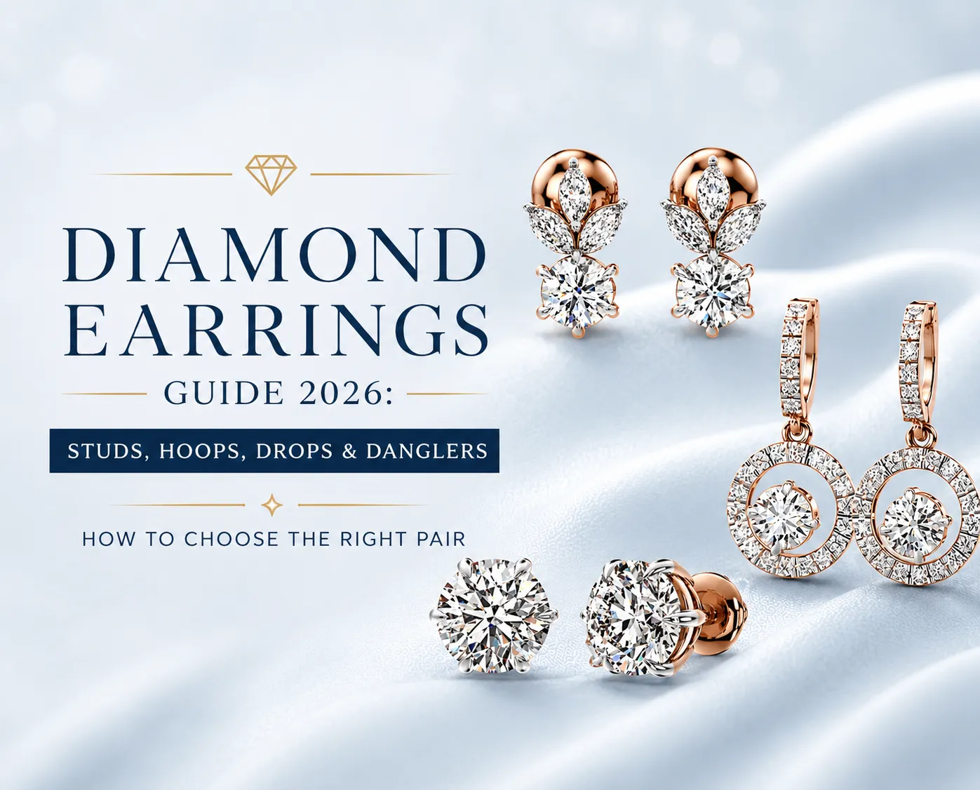 DIAMOND EARRINGS GUIDE 2026: STUDS, HOOPS, DROPS & DANGLERS : HOW TO CHOOSE THE RIGHT PAIR