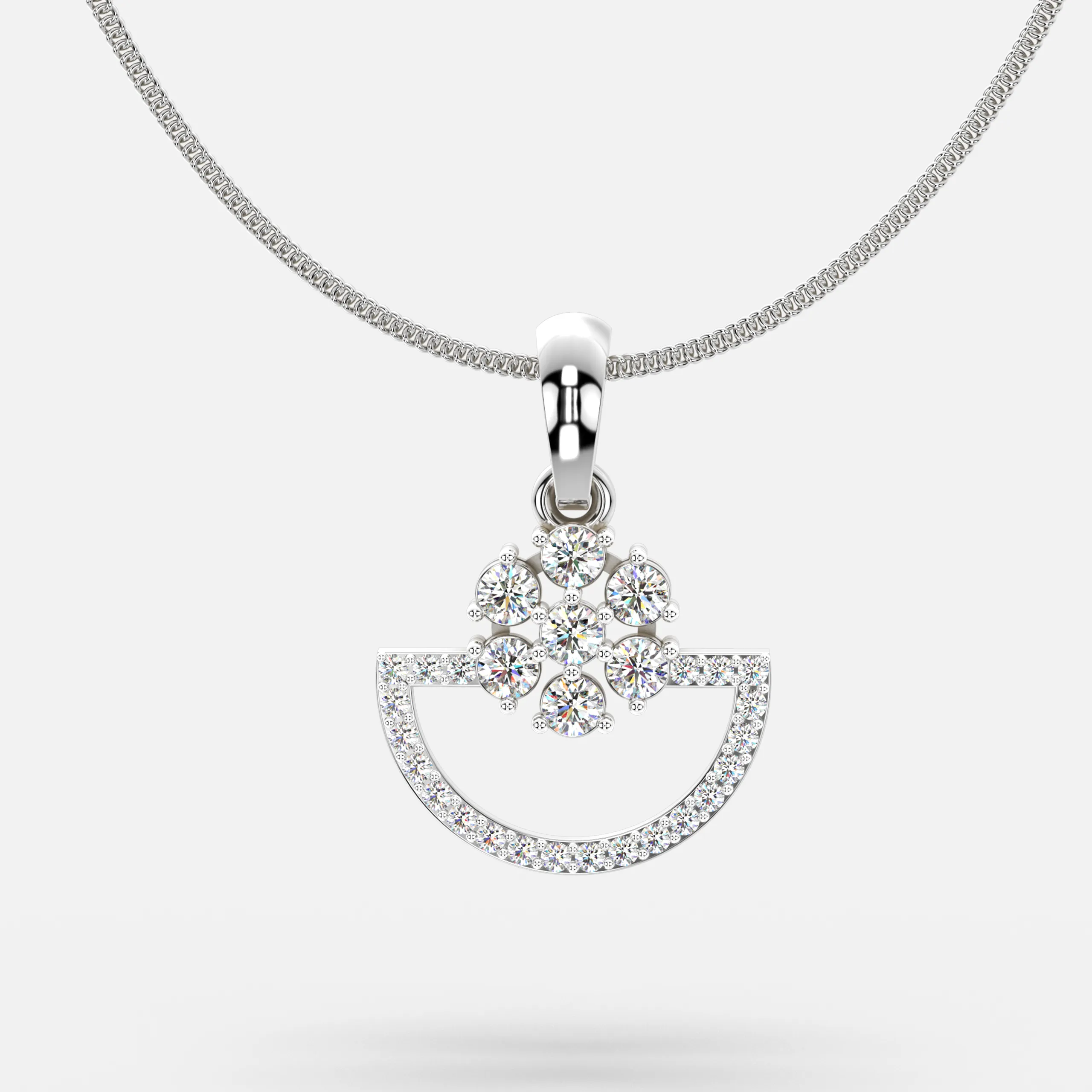 Diamond Bloom Arc Pendant