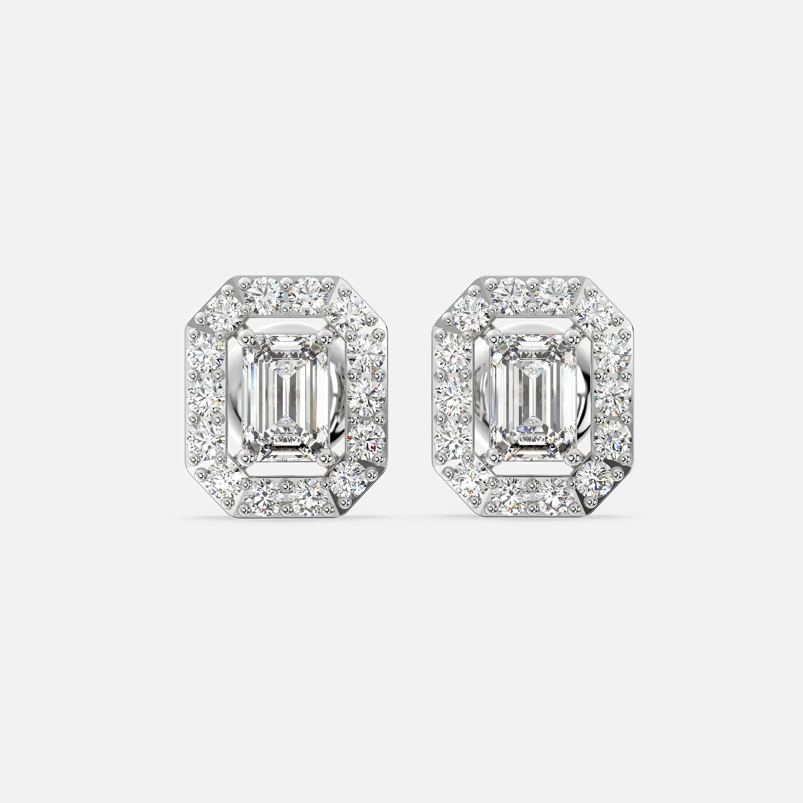 Octavia Emerald Halo Diamond Earrings