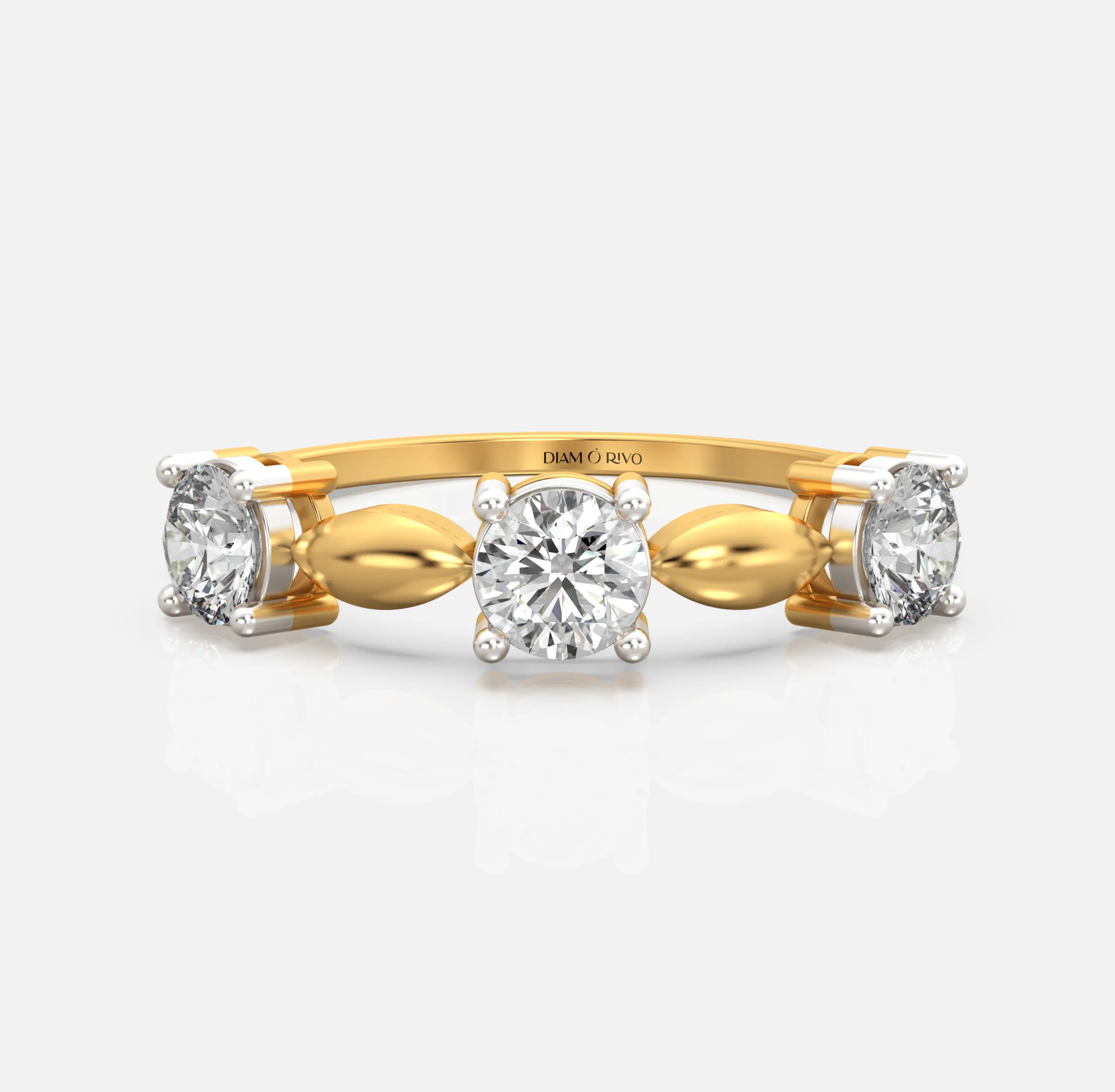 Trio Bead Diamond Ring