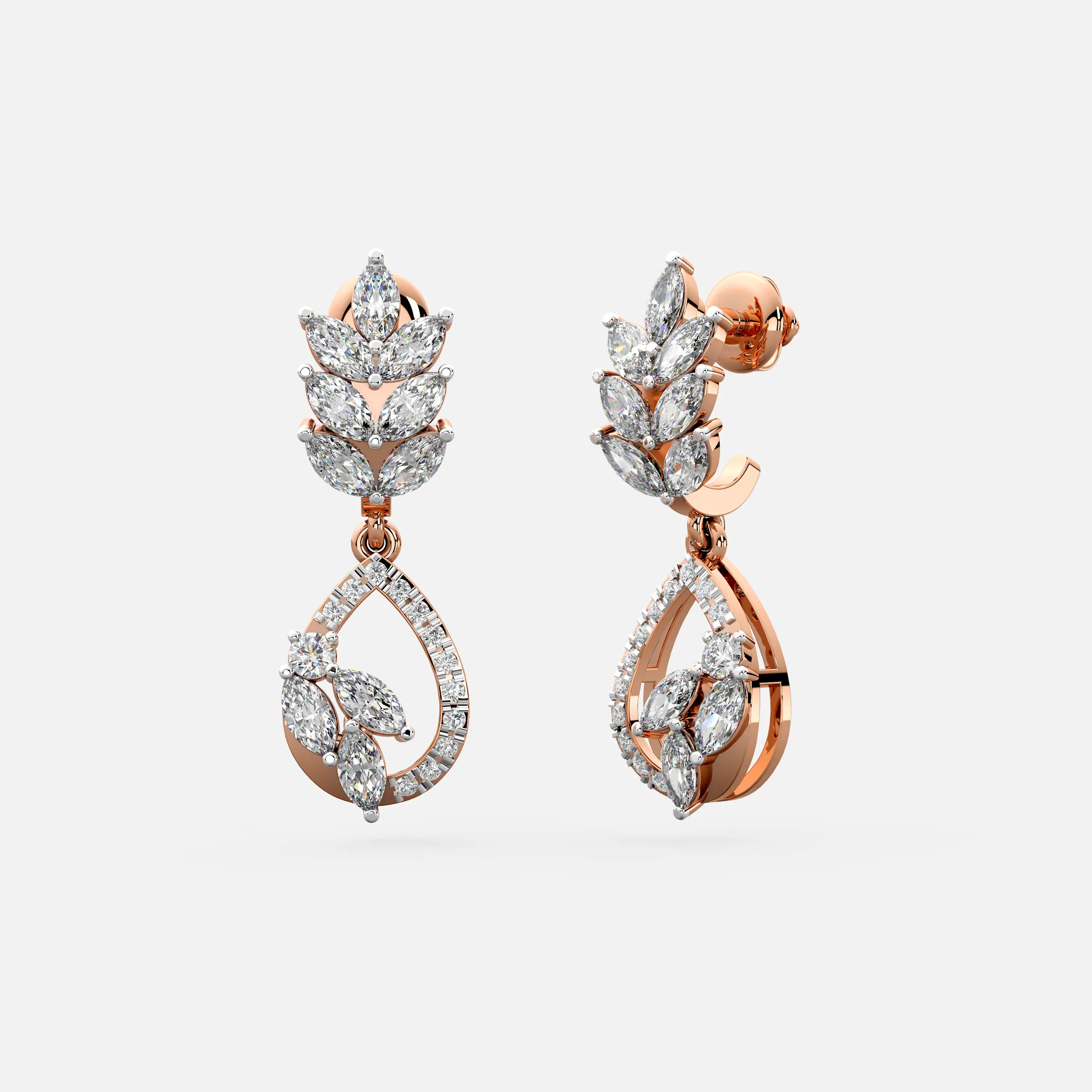 Leaf Drop Diamond Earrings