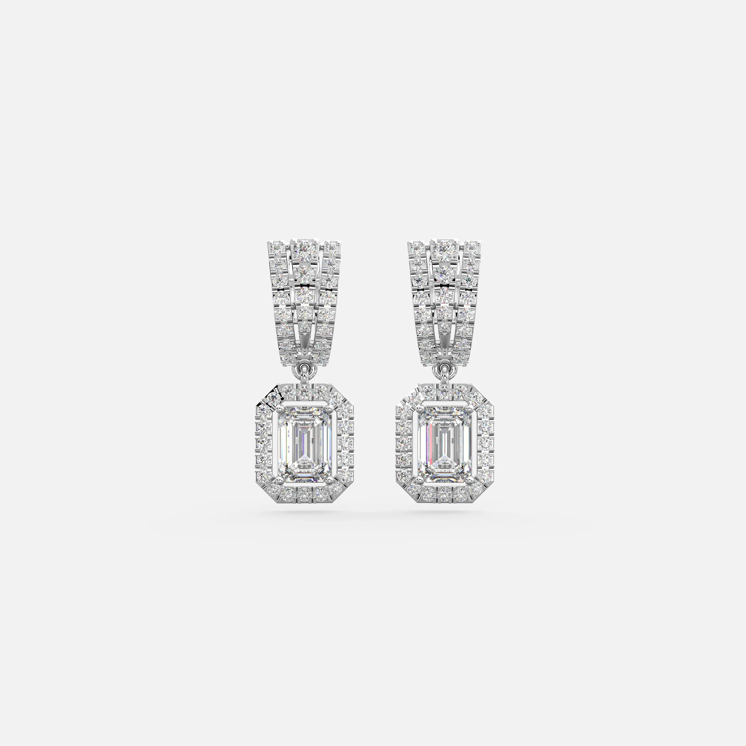 Art Deco Multi-Row Halo Dangles